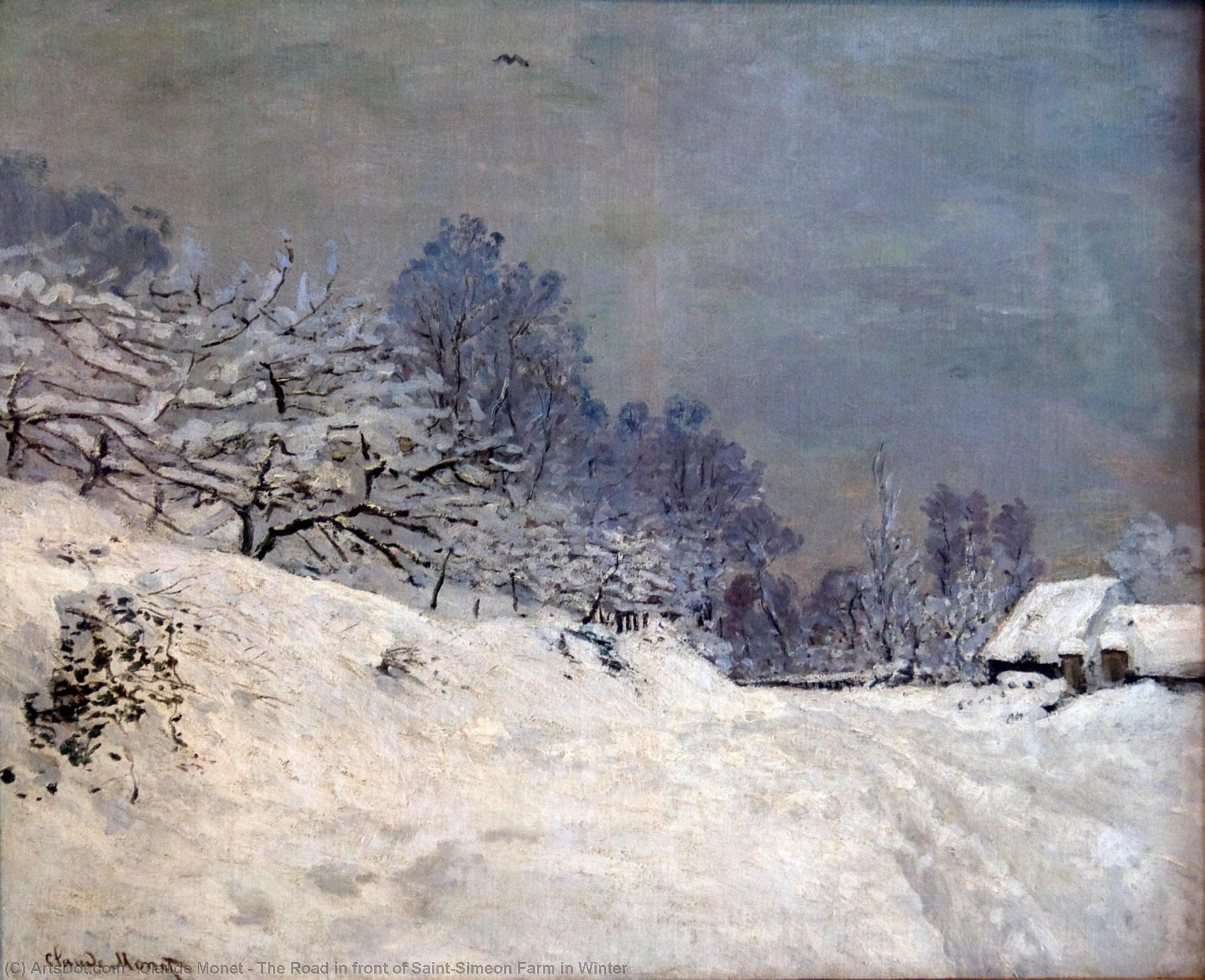 Wikioo.org - The Encyclopedia of Fine Arts - Painting, Artwork by Claude Monet - The Road in front of Saint-Simeon Farm in Winter