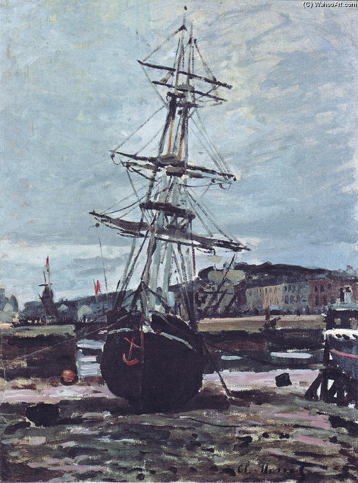 Wikioo.org - The Encyclopedia of Fine Arts - Painting, Artwork by Claude Monet - Gestrandetes Boot in Fecamp