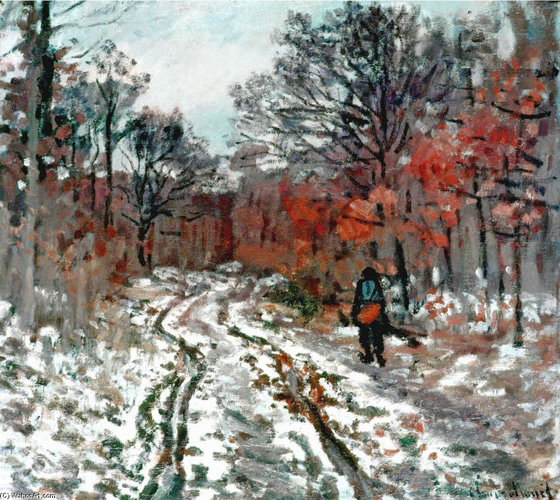 Wikioo.org - Bách khoa toàn thư về mỹ thuật - Vẽ tranh, Tác phẩm nghệ thuật Claude Monet - Path through the Forest, Snow Effect