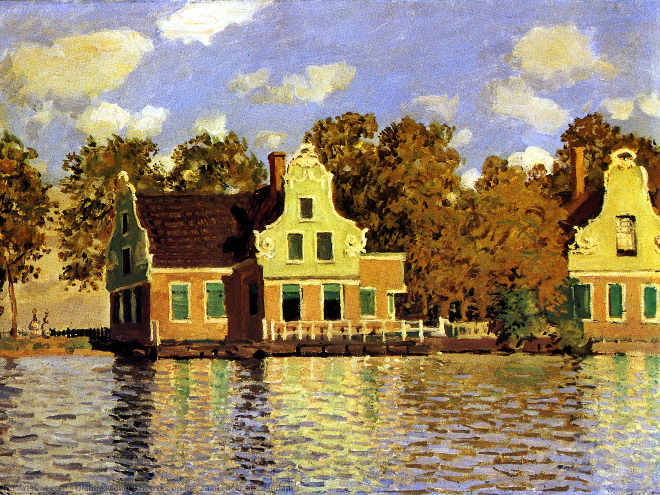 Wikioo.org - The Encyclopedia of Fine Arts - Painting, Artwork by Claude Monet - Houses on the Zaan River at Zaandam