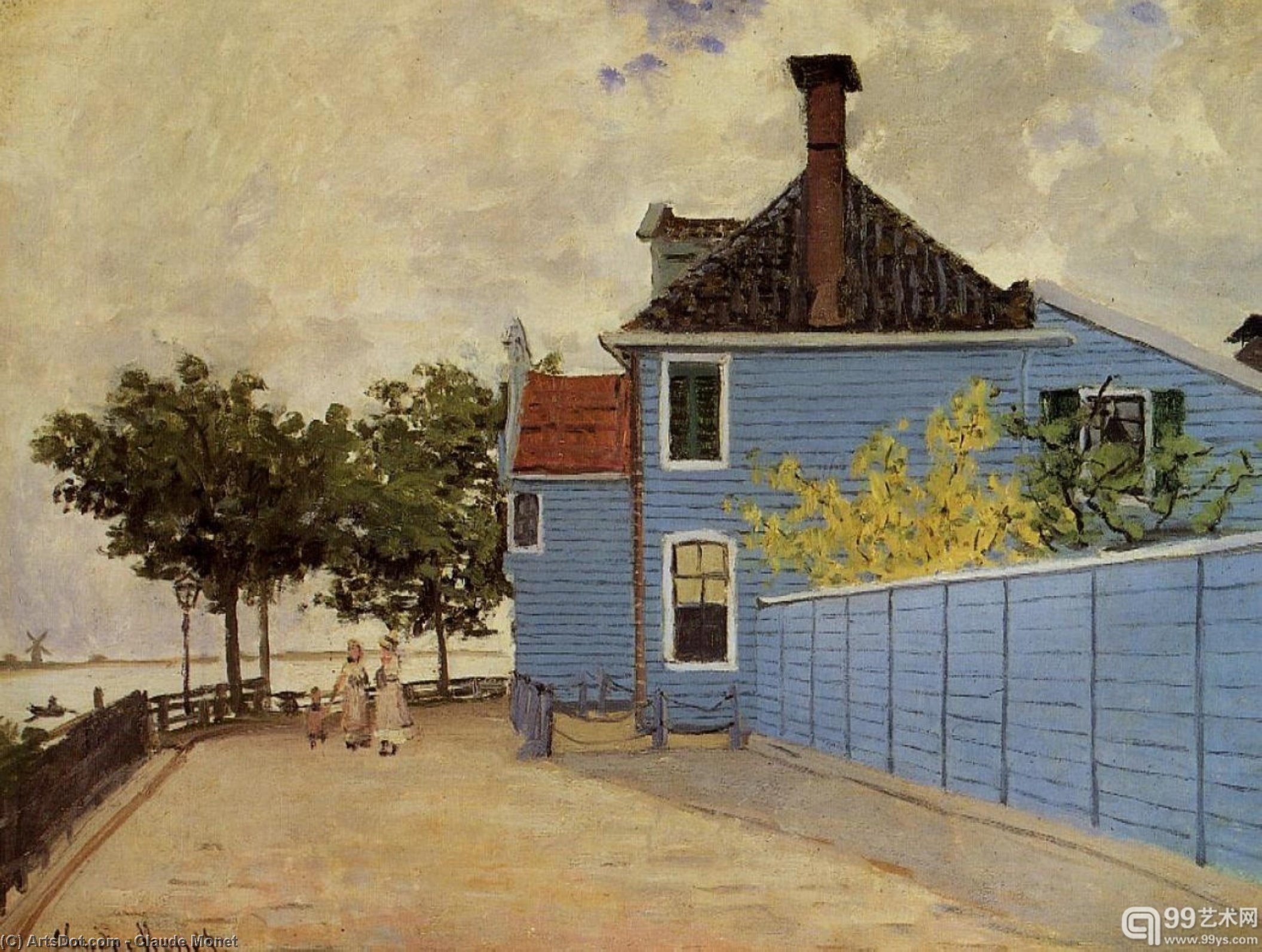 Wikioo.org – La Enciclopedia de las Bellas Artes - Pintura, Obras de arte de Claude Monet - el azul casa a Zaandam