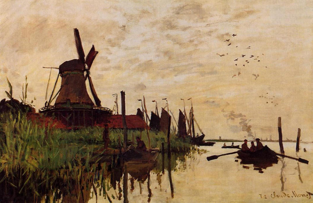 WikiOO.org - Εγκυκλοπαίδεια Καλών Τεχνών - Ζωγραφική, έργα τέχνης Claude Monet - Windmill at Zaandam