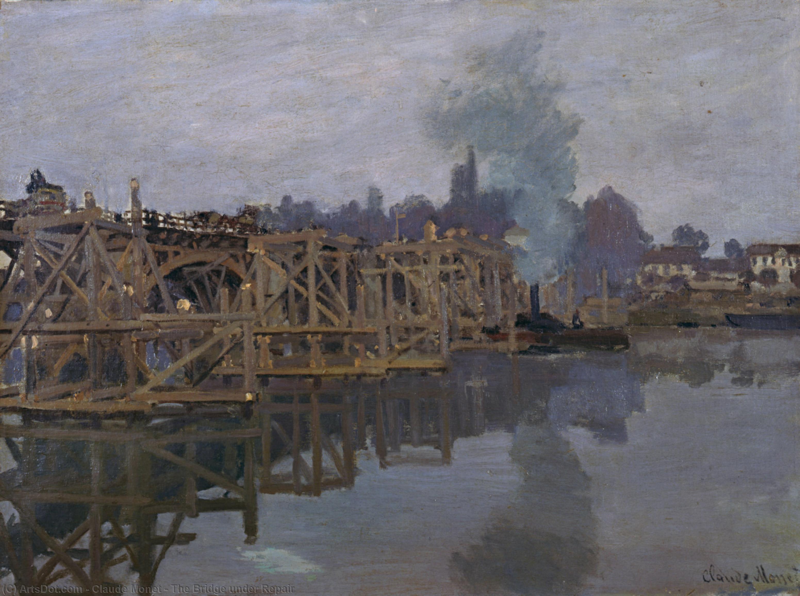 Wikioo.org - The Encyclopedia of Fine Arts - Painting, Artwork by Claude Monet - The Bridge under Repair