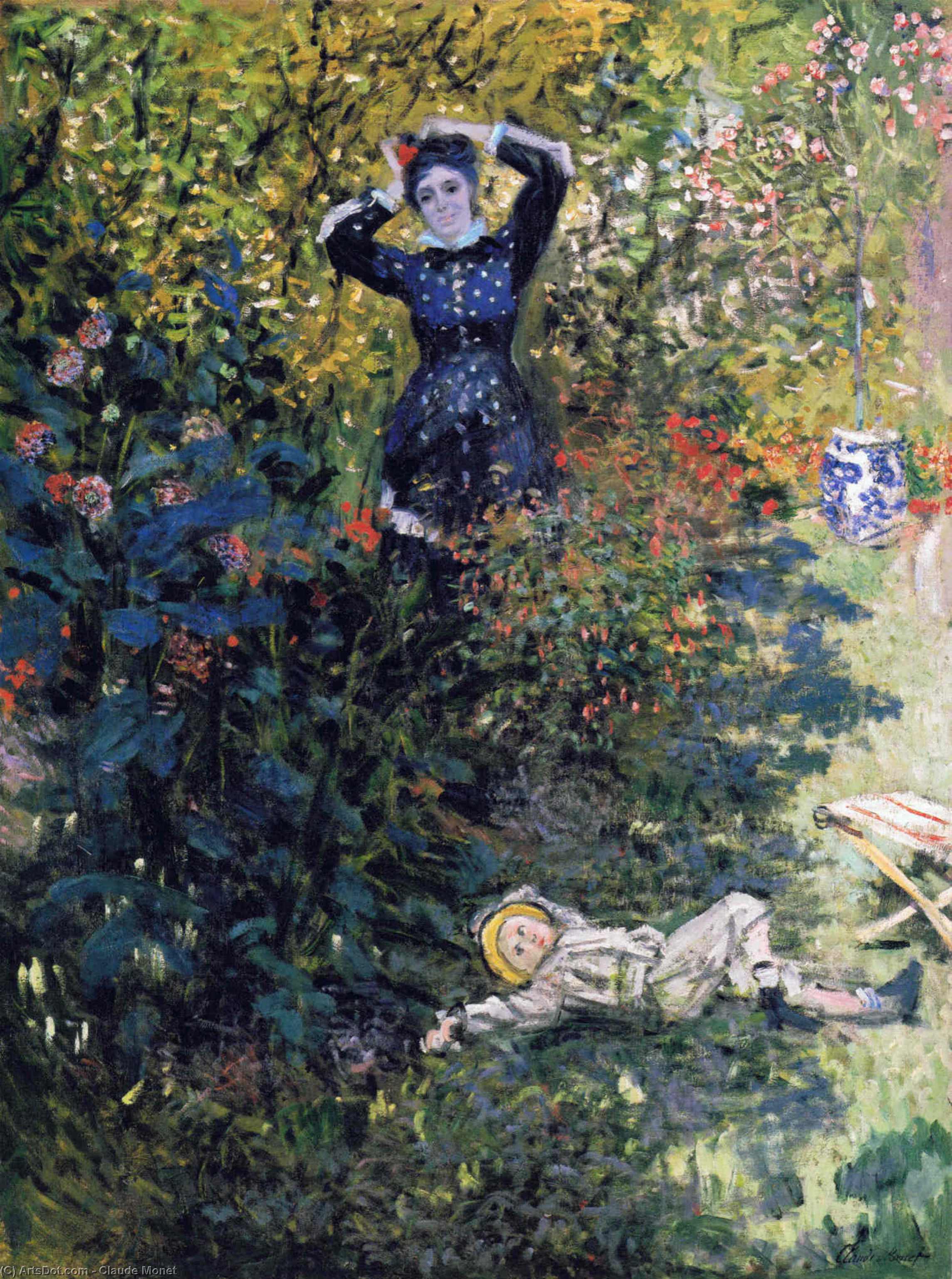 Wikioo.org - The Encyclopedia of Fine Arts - Painting, Artwork by Claude Monet - Camille and Jean Monet in the Garden at Argenteuil