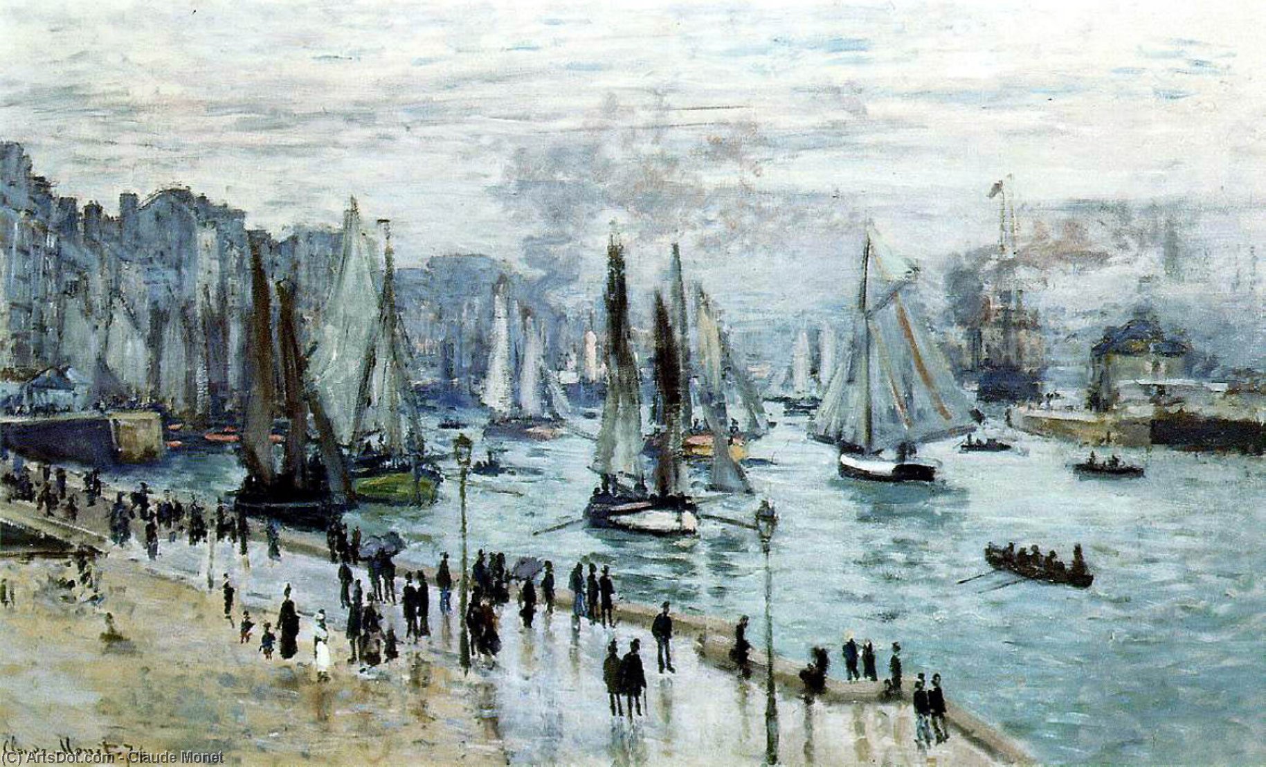 Wikioo.org - The Encyclopedia of Fine Arts - Painting, Artwork by Claude Monet - Fishing Boats Leaving the Harbor, Le Havre