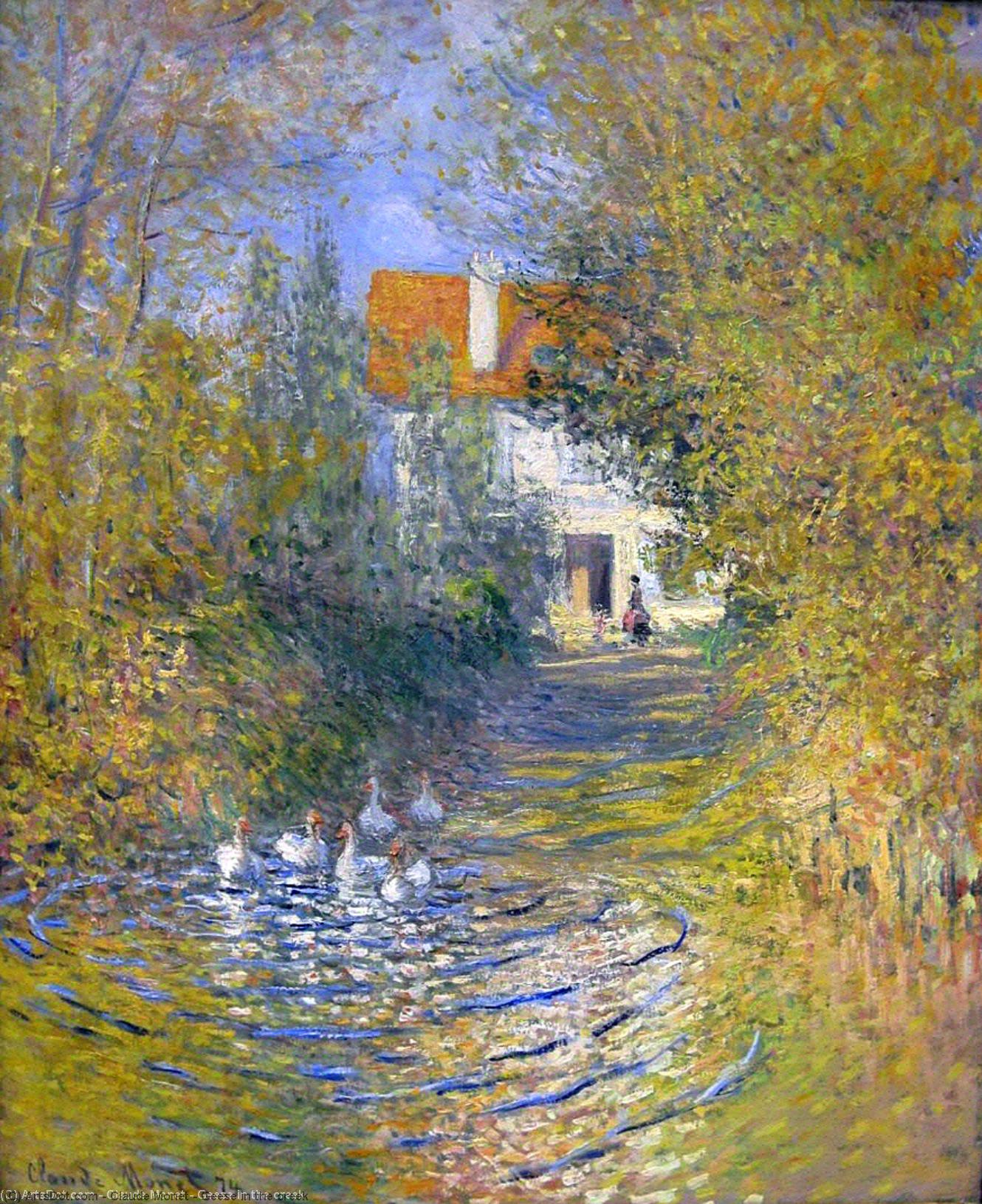 WikiOO.org - Encyclopedia of Fine Arts - Maleri, Artwork Claude Monet - Geese in the creek