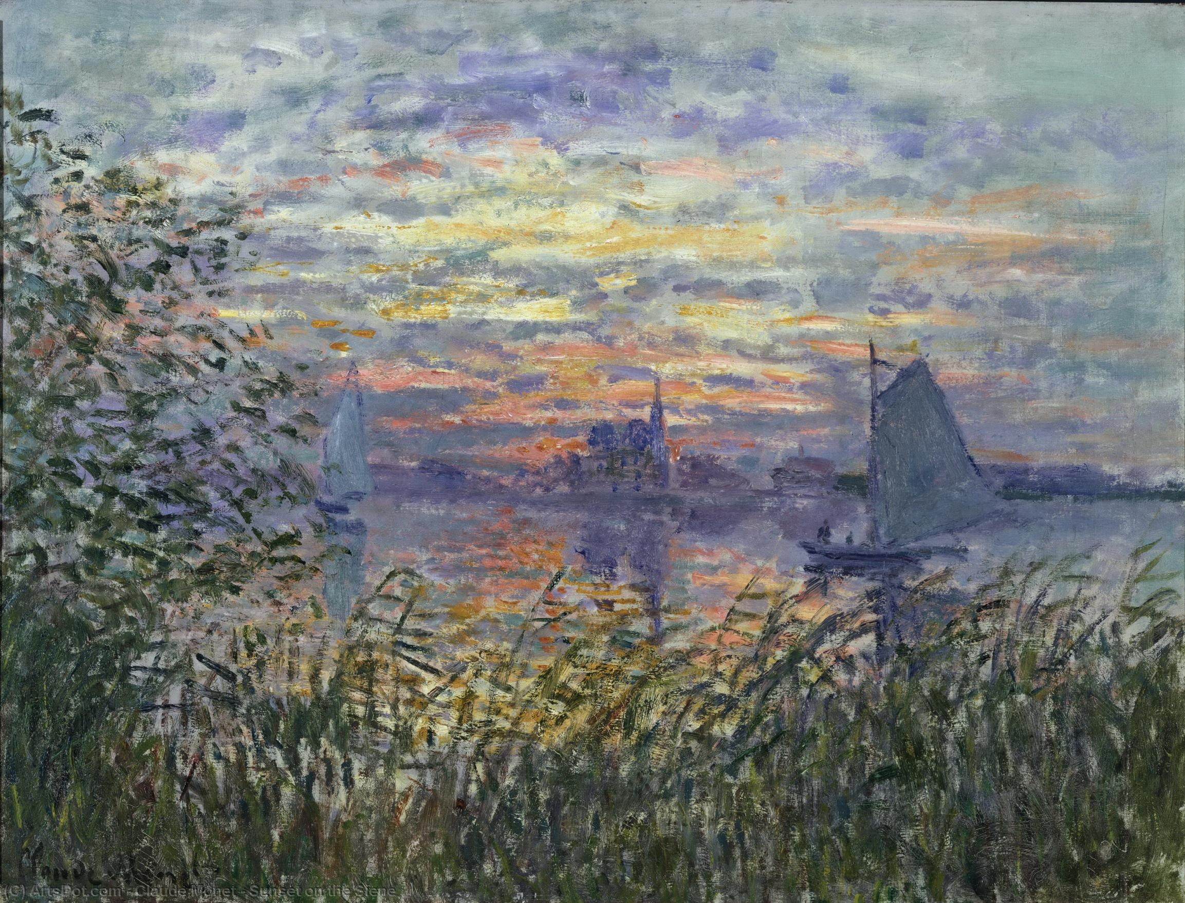 Wikioo.org - The Encyclopedia of Fine Arts - Painting, Artwork by Claude Monet - Sunset on the Siene