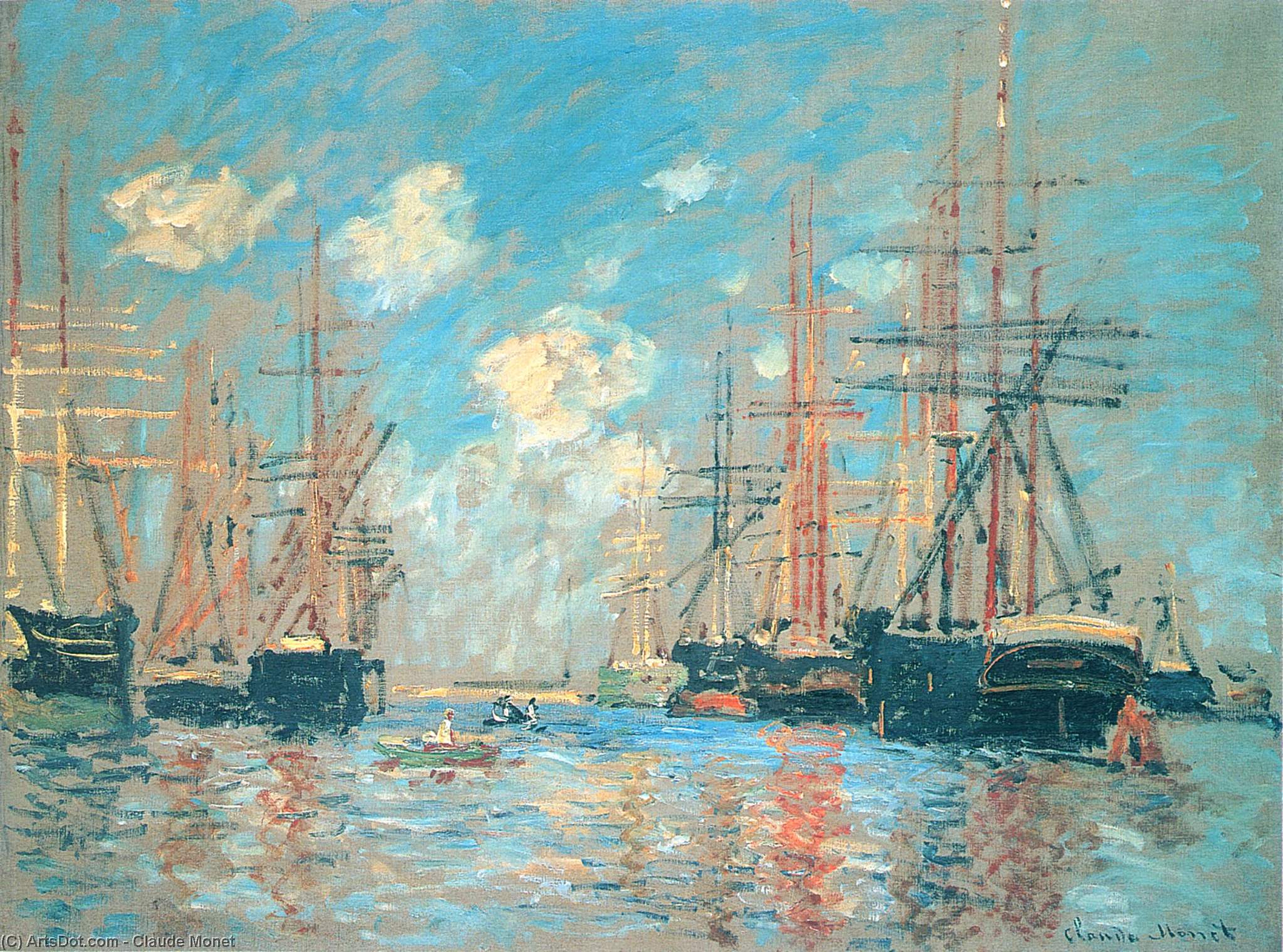 Wikioo.org - The Encyclopedia of Fine Arts - Painting, Artwork by Claude Monet - The Sea, Port in Amsterdam