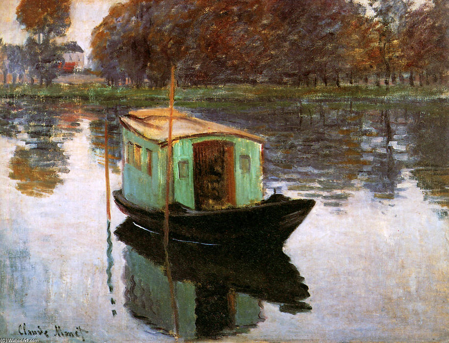 Wikoo.org - موسوعة الفنون الجميلة - اللوحة، العمل الفني Claude Monet - The Studio-Boat