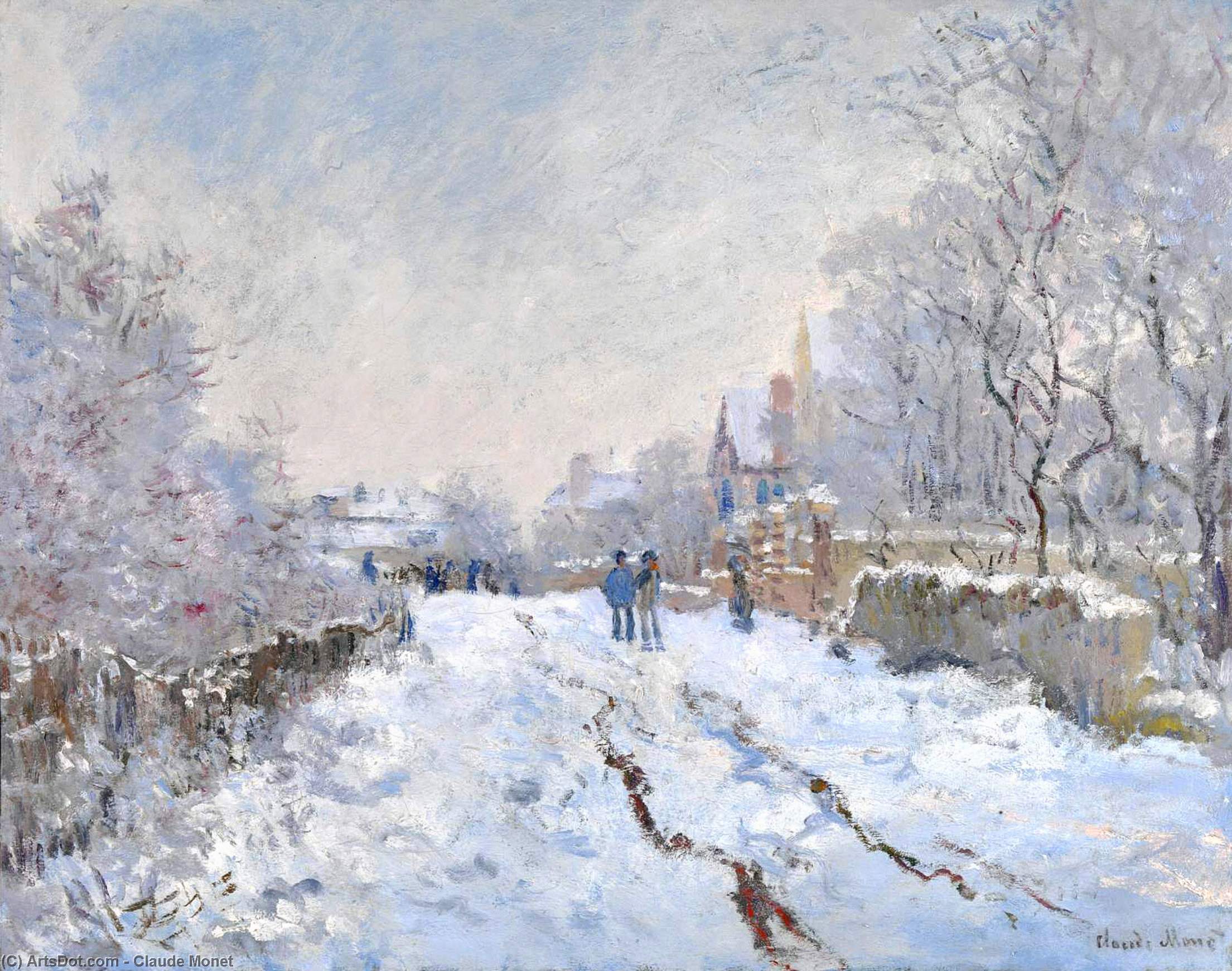 Wikioo.org - The Encyclopedia of Fine Arts - Painting, Artwork by Claude Monet - Snow Scene at Argenteuil