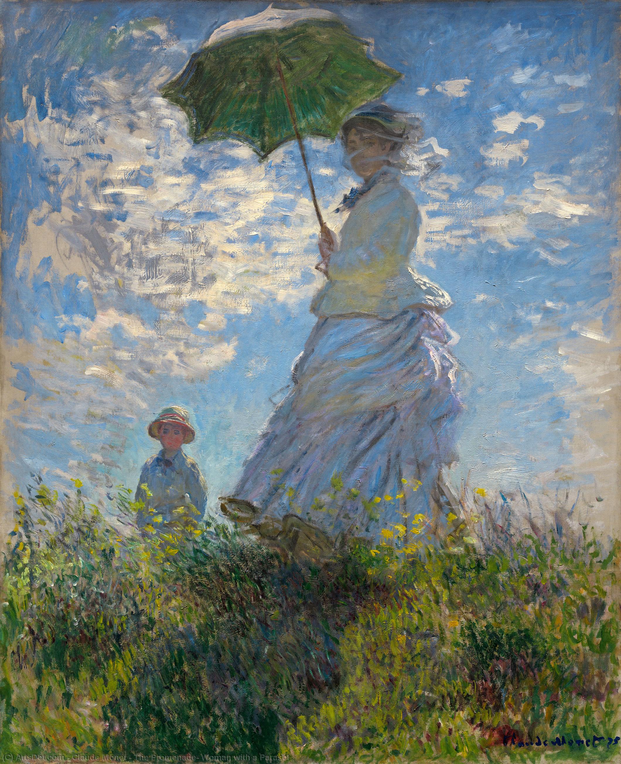 Wikioo.org – La Enciclopedia de las Bellas Artes - Pintura, Obras de arte de Claude Monet - el paseo mujer  enestado  Un  Sombrilla