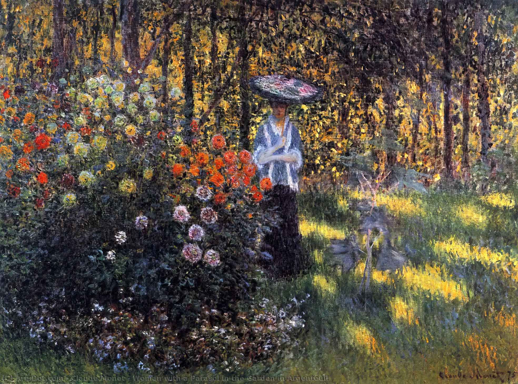 WikiOO.org - 百科事典 - 絵画、アートワーク Claude Monet - アルジャントゥイユの庭で日傘をさした女性