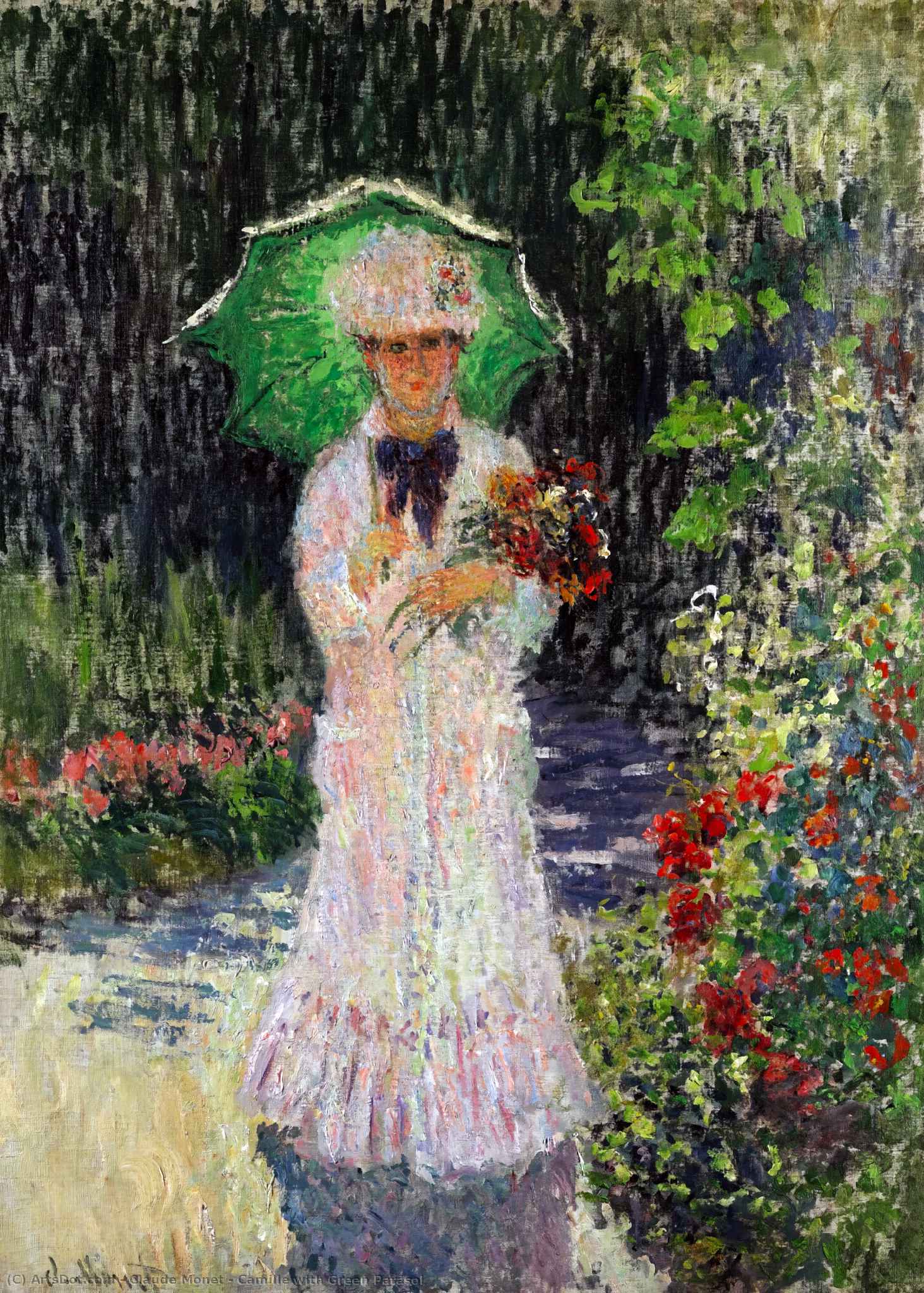 Wikioo.org - The Encyclopedia of Fine Arts - Painting, Artwork by Claude Monet - Camille with Green Parasol