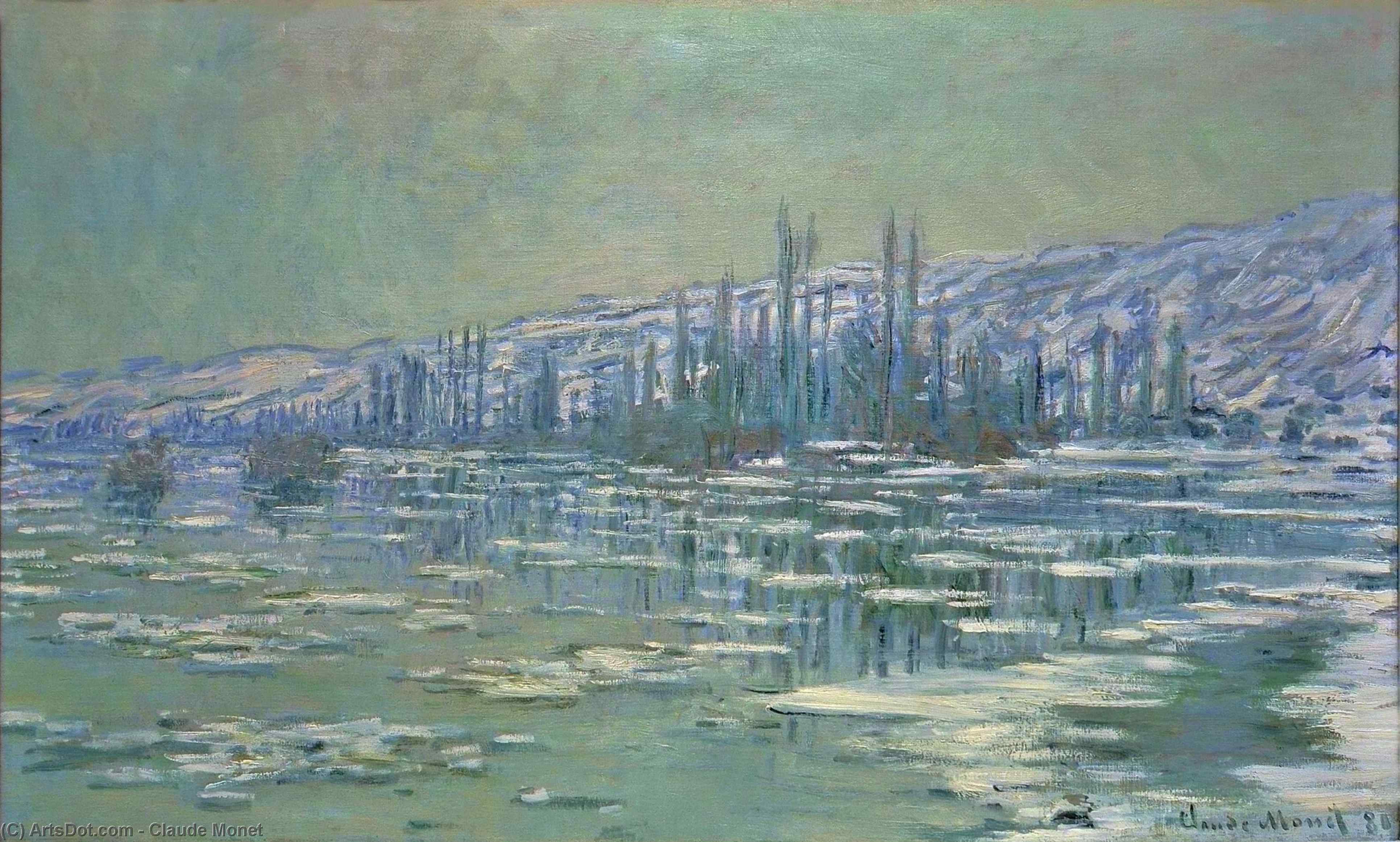 WikiOO.org - Encyclopedia of Fine Arts - Schilderen, Artwork Claude Monet - Ice Floes on Siene