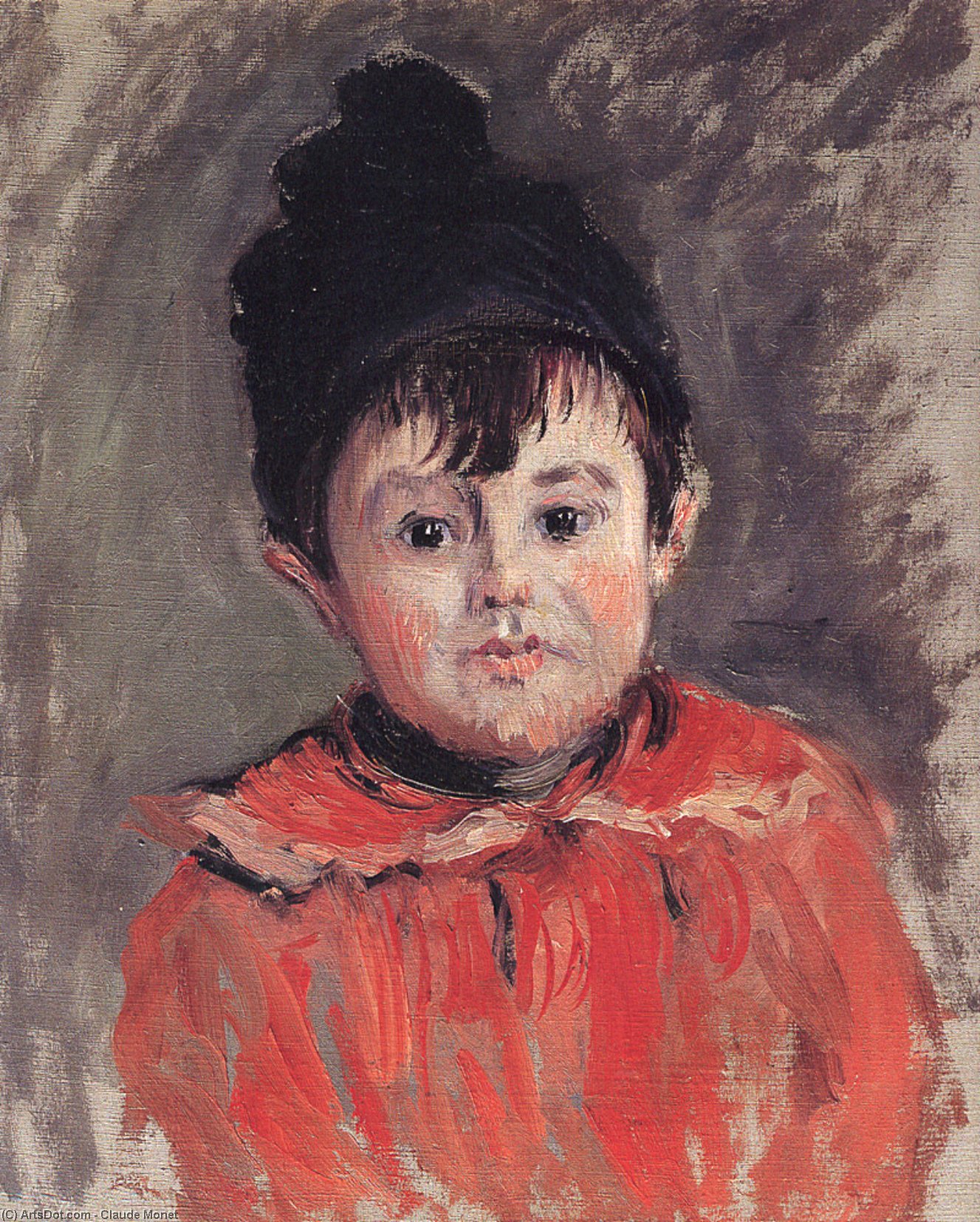 WikiOO.org - Enciclopédia das Belas Artes - Pintura, Arte por Claude Monet - Portrait of Michael with Hat and Pom Pom