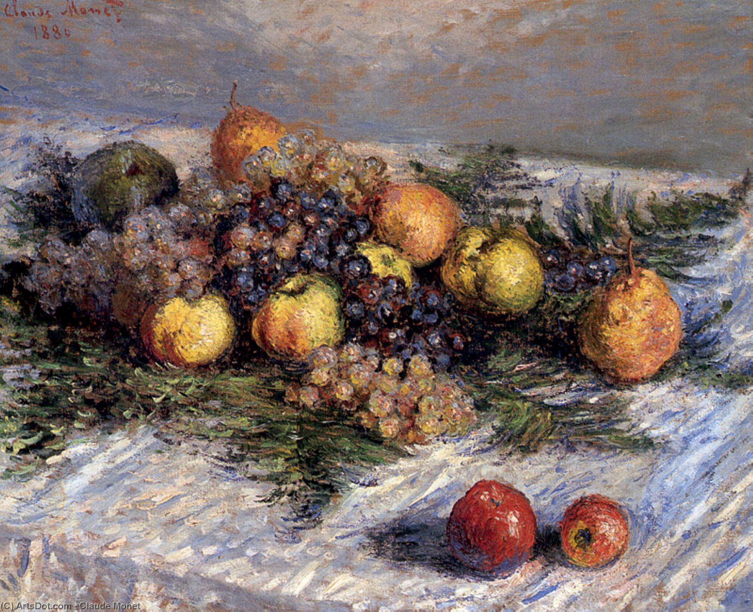 Wikioo.org – La Enciclopedia de las Bellas Artes - Pintura, Obras de arte de Claude Monet - Naturaleza muerta con peras y uvas