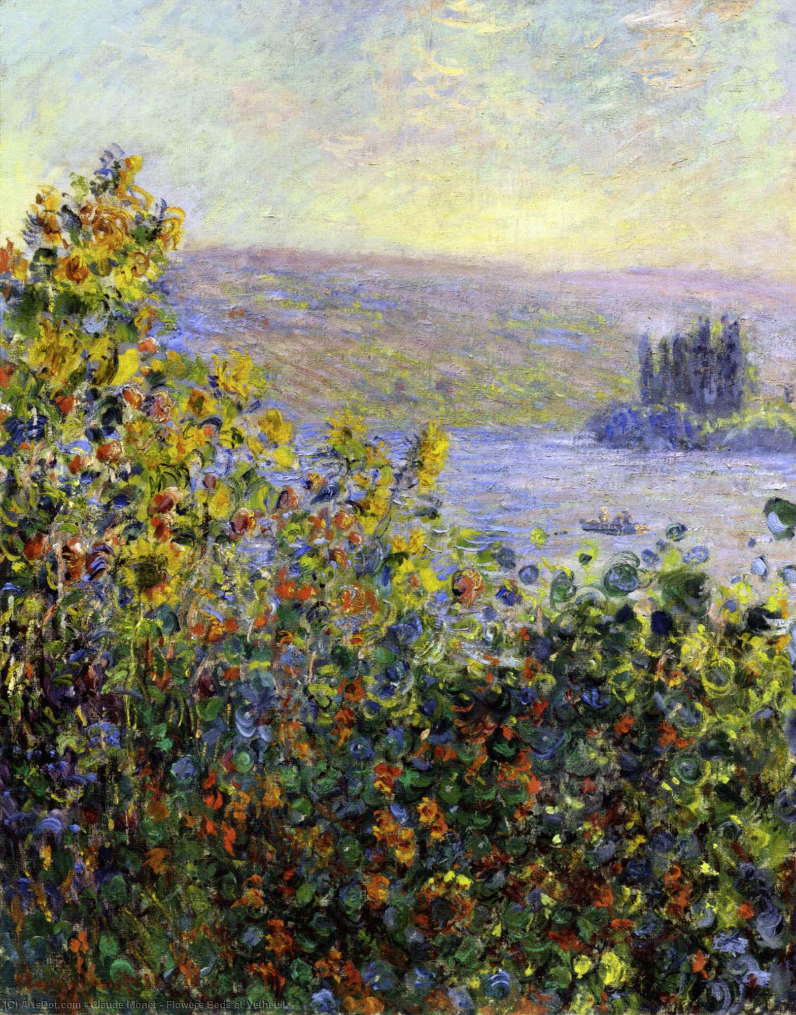 Wikioo.org – L'Enciclopedia delle Belle Arti - Pittura, Opere di Claude Monet - Fiori Letti a Vetheuil