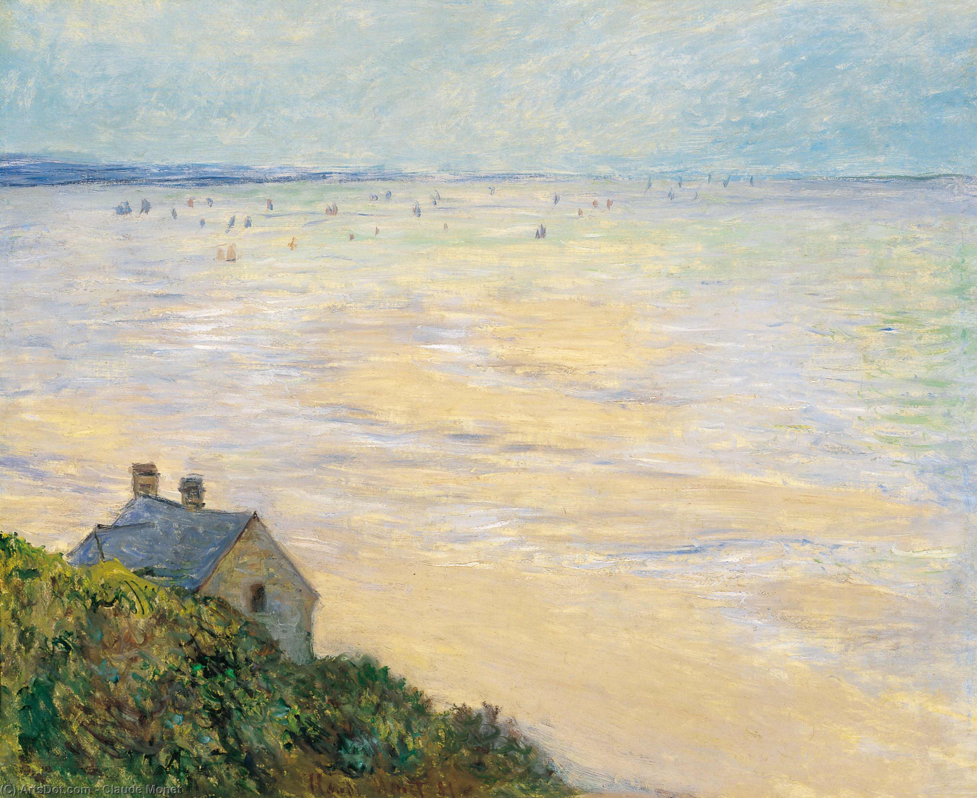 Wikoo.org - موسوعة الفنون الجميلة - اللوحة، العمل الفني Claude Monet - The Hut at Trouville, Low Tide