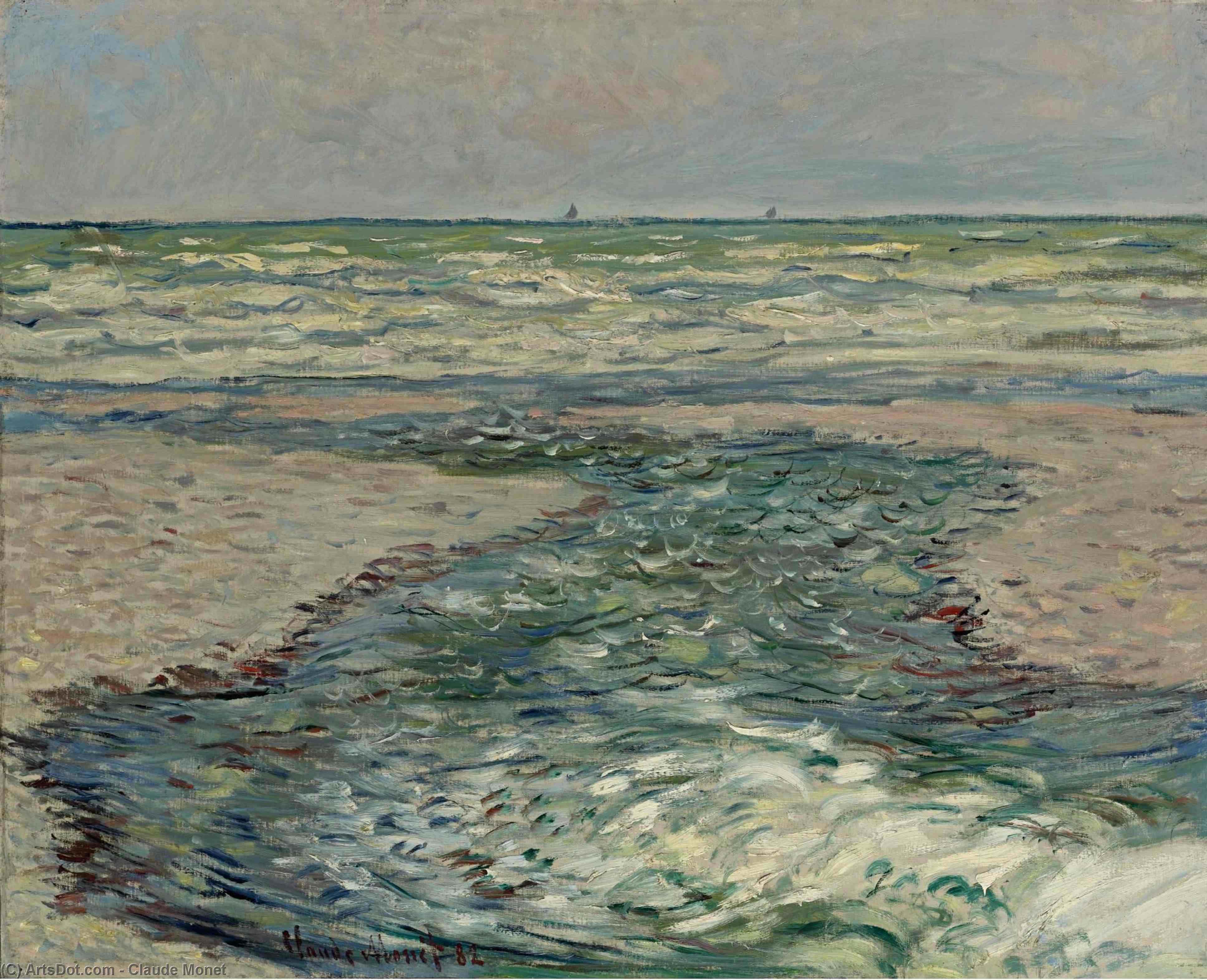 WikiOO.org - Энциклопедия изобразительного искусства - Живопись, Картины  Claude Monet - Морское побережье из Pourville низкий  прилив