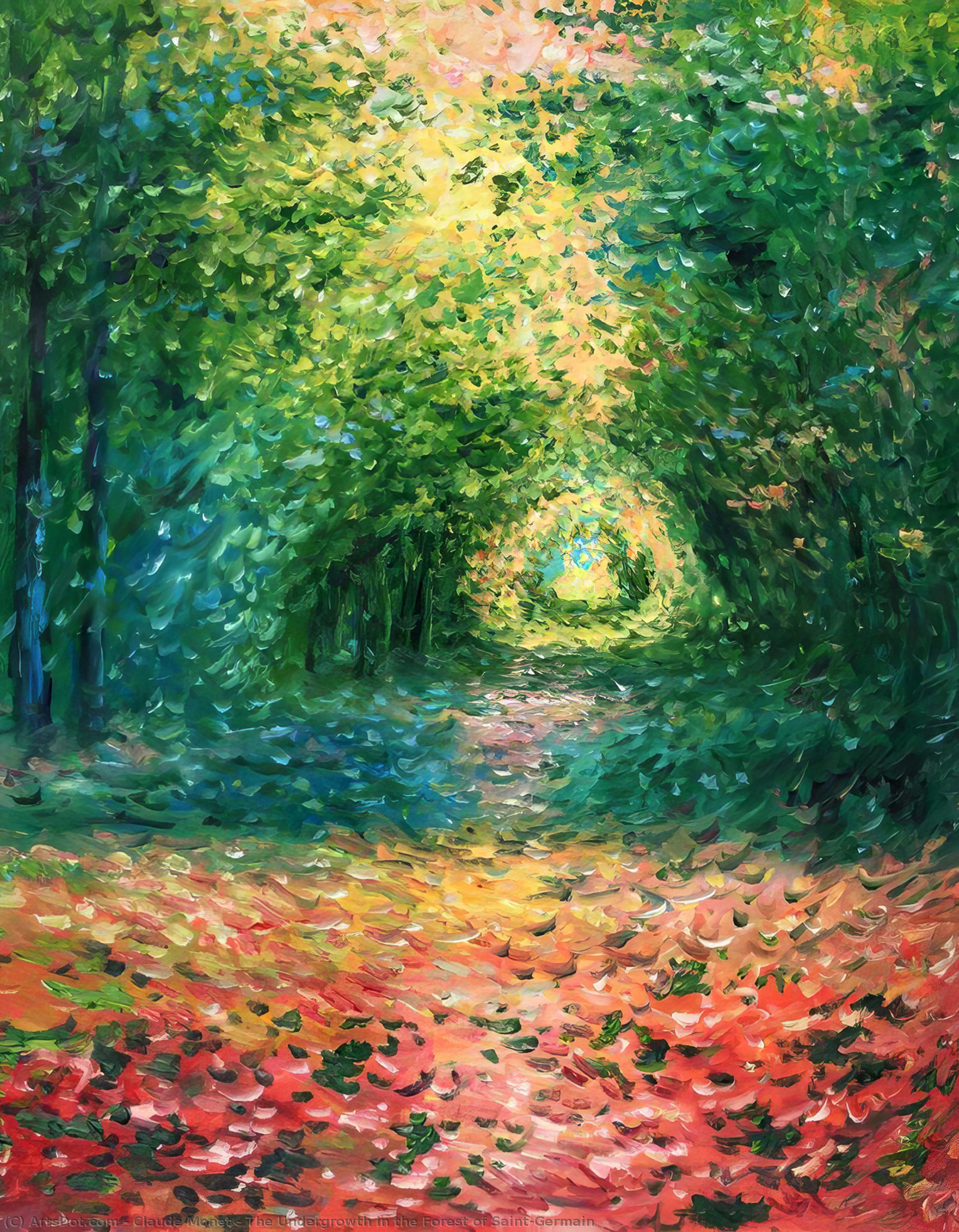 Wikoo.org - موسوعة الفنون الجميلة - اللوحة، العمل الفني Claude Monet - The Undergrowth in the Forest of Saint-Germain