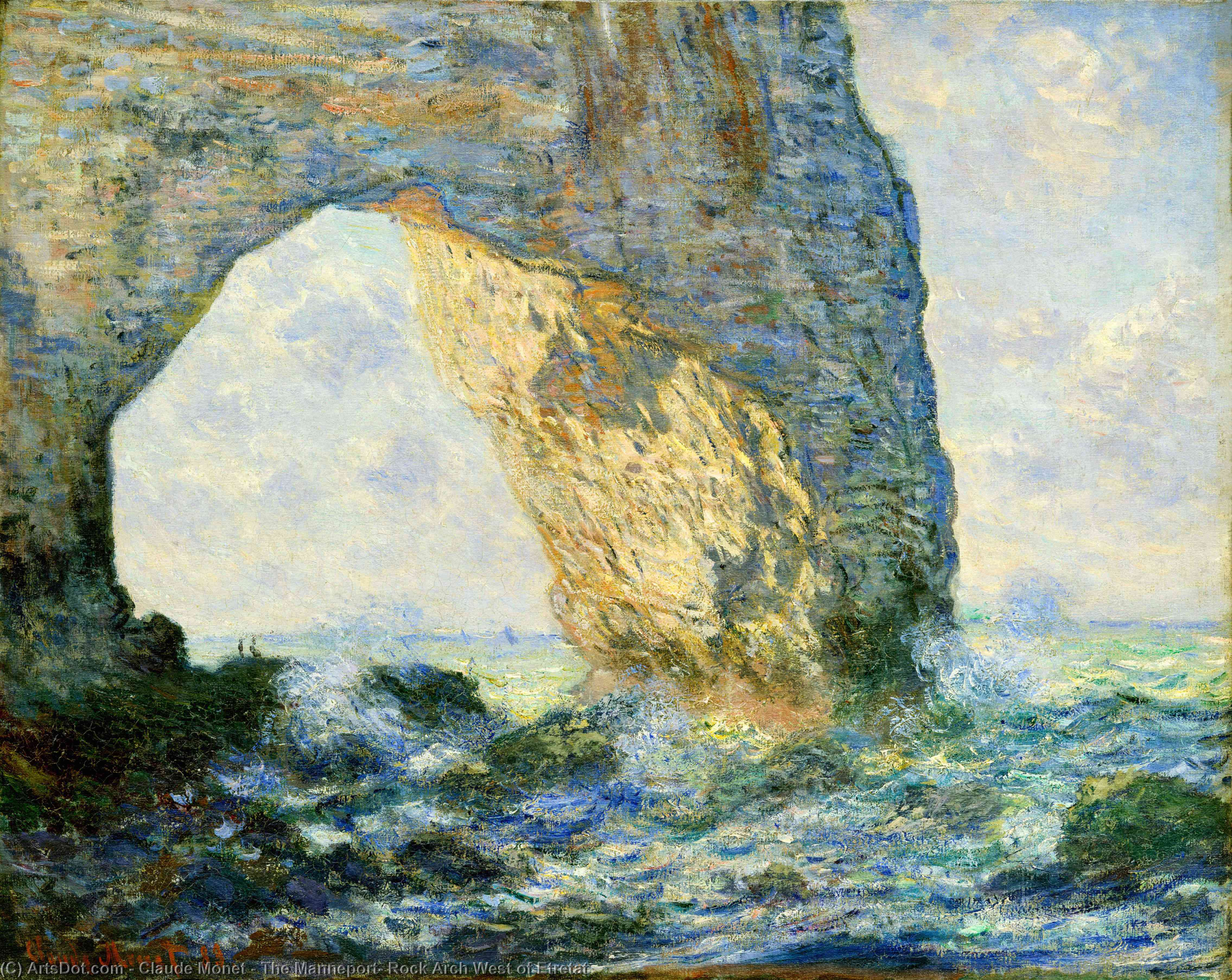 Wikioo.org - Die Enzyklopädie bildender Kunst - Malerei, Kunstwerk von Claude Monet - Die Manneport Fels  bogen  westen  von  étretat