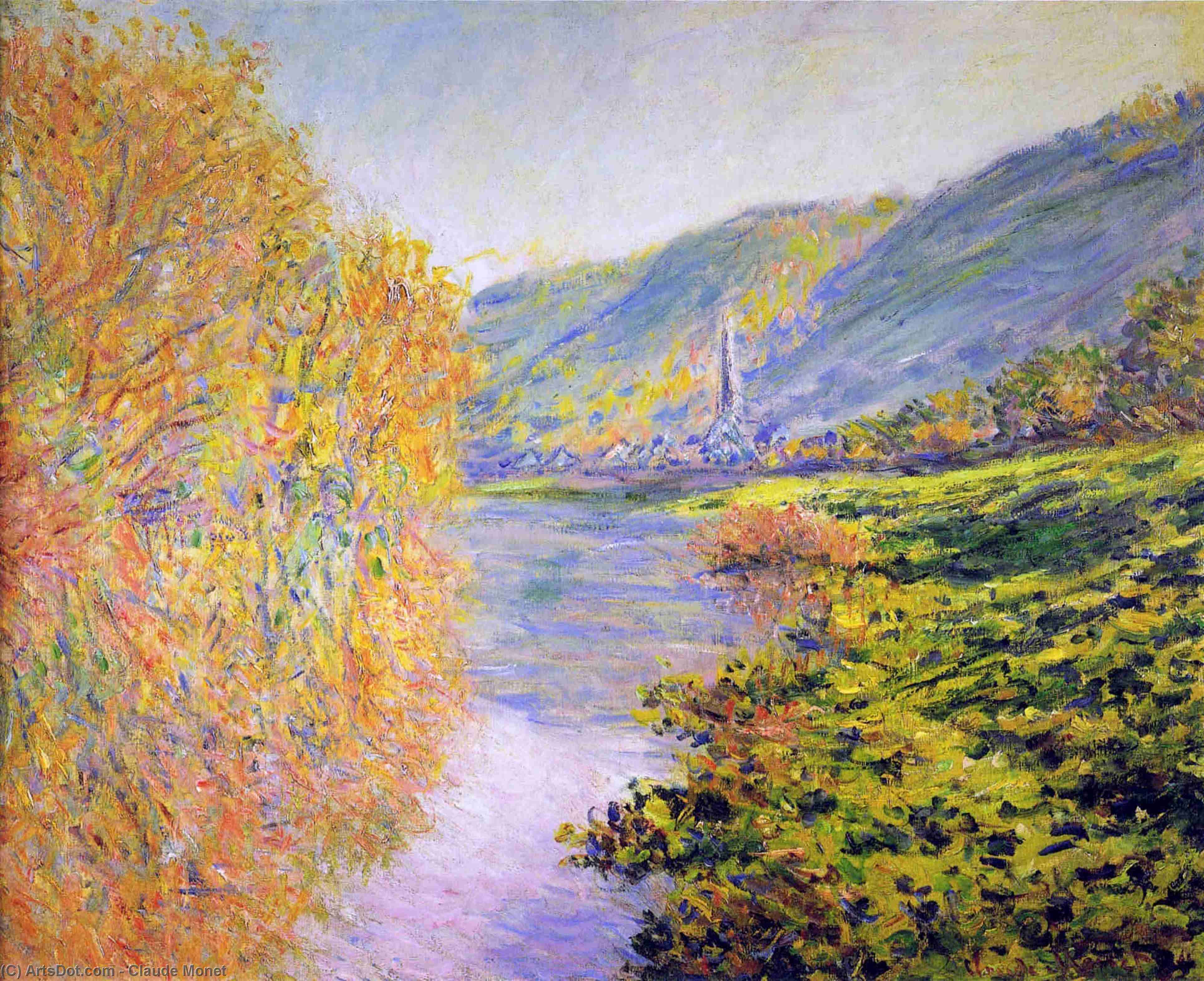 Wikoo.org - موسوعة الفنون الجميلة - اللوحة، العمل الفني Claude Monet - Banks of the Seine at Jeufosse, Autumn