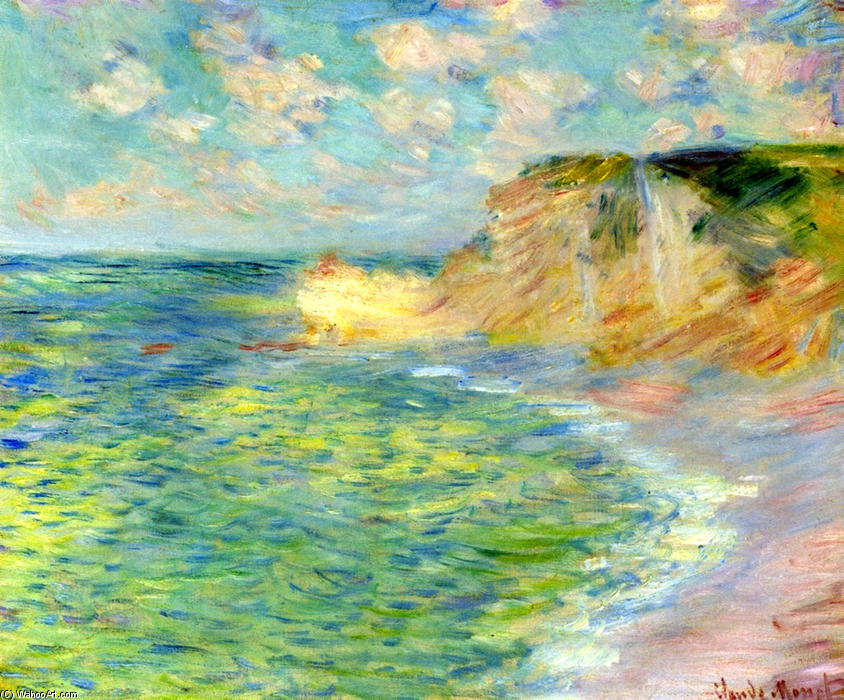Wikioo.org - สารานุกรมวิจิตรศิลป์ - จิตรกรรม Claude Monet - Cliffs at Amont