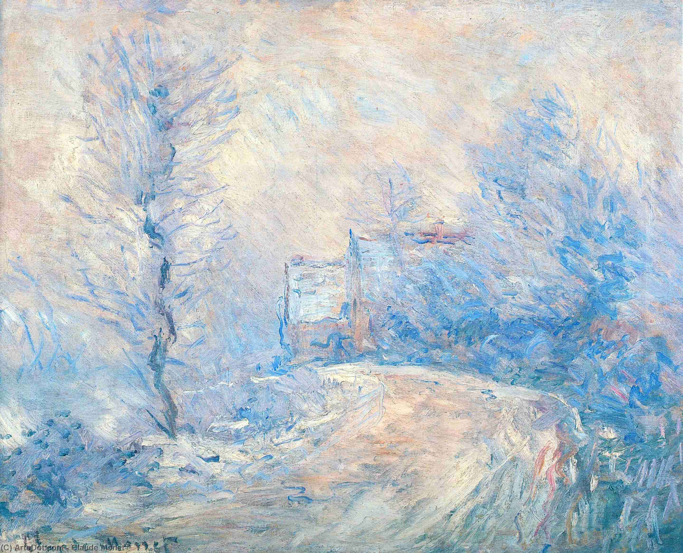 Wikioo.org - The Encyclopedia of Fine Arts - Painting, Artwork by Claude Monet - The Entrance to Giverny under the Snow