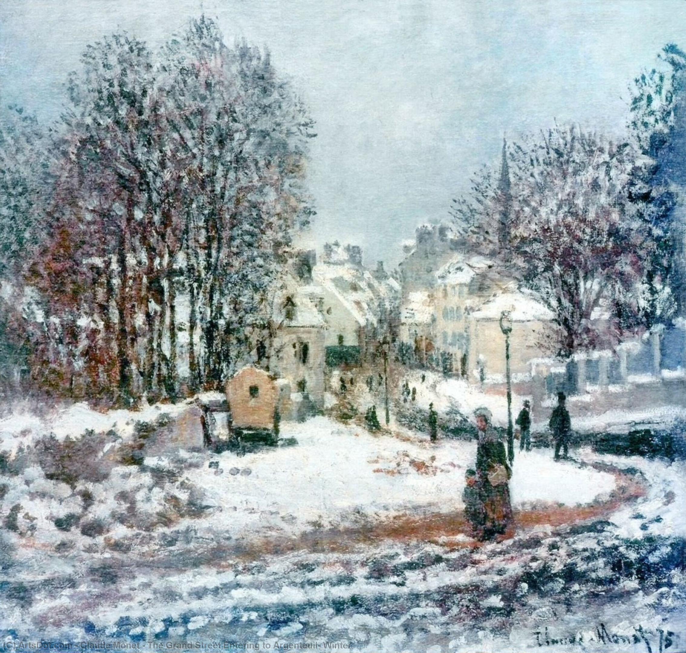 Wikioo.org - The Encyclopedia of Fine Arts - Painting, Artwork by Claude Monet - The Grand Street Entering to Argenteuil, Winter