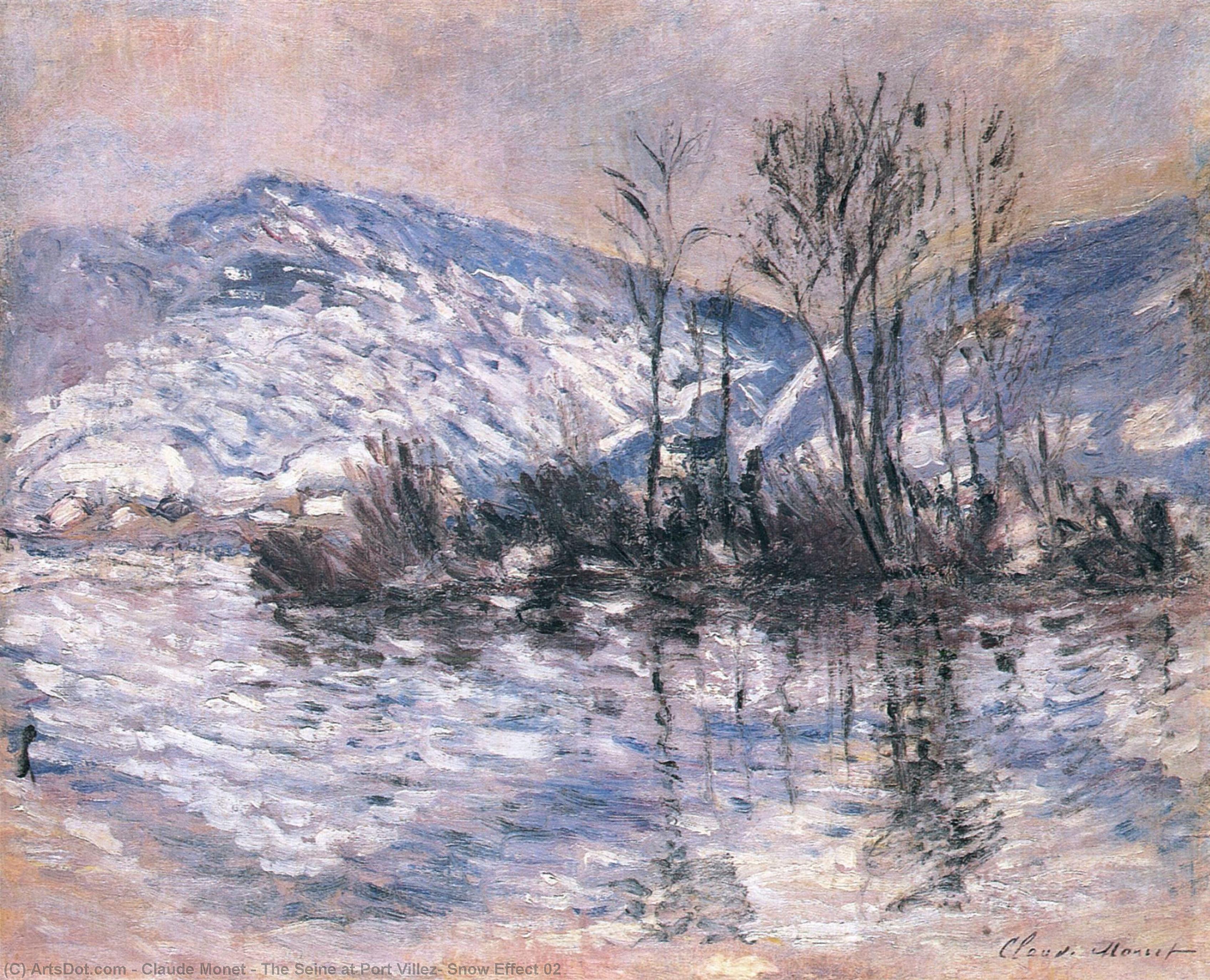 Wikioo.org - The Encyclopedia of Fine Arts - Painting, Artwork by Claude Monet - The Seine at Port Villez, Snow Effect 02