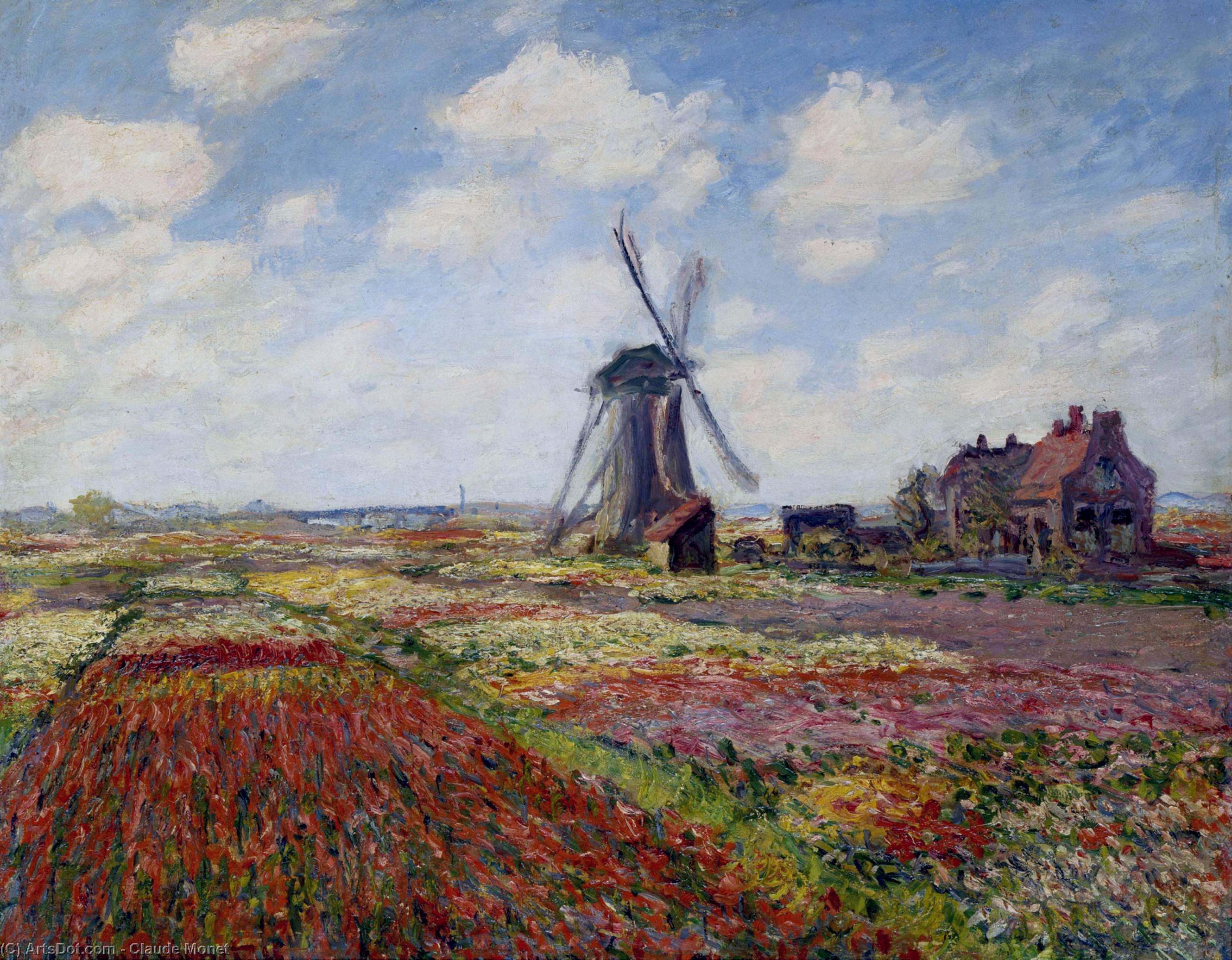 WikiOO.org - Encyclopedia of Fine Arts - Lukisan, Artwork Claude Monet - Fields of Tulip With The Rijnsburg Windmill