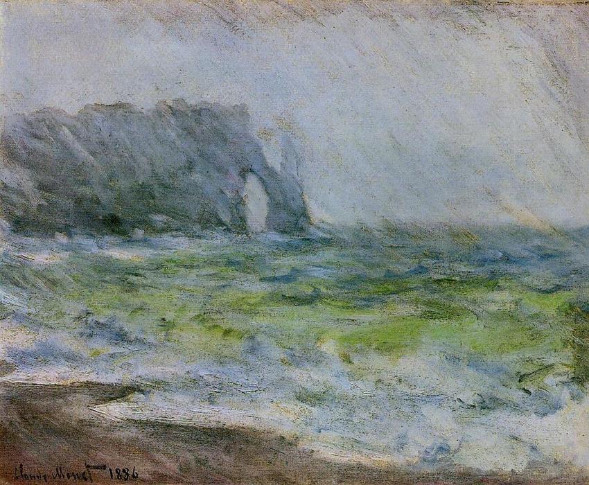 Wikioo.org - The Encyclopedia of Fine Arts - Painting, Artwork by Claude Monet - The Manneport, Etretat in the Rain