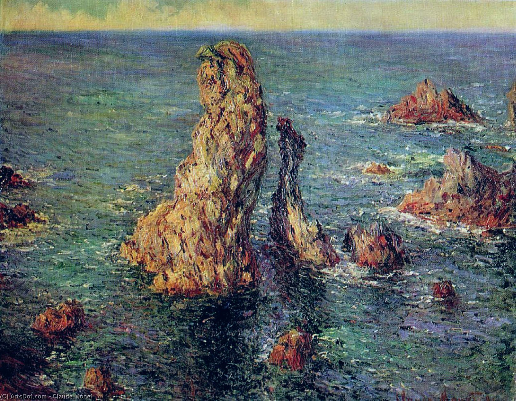 Wikioo.org - The Encyclopedia of Fine Arts - Painting, Artwork by Claude Monet - The Pyramids at Port-Coton