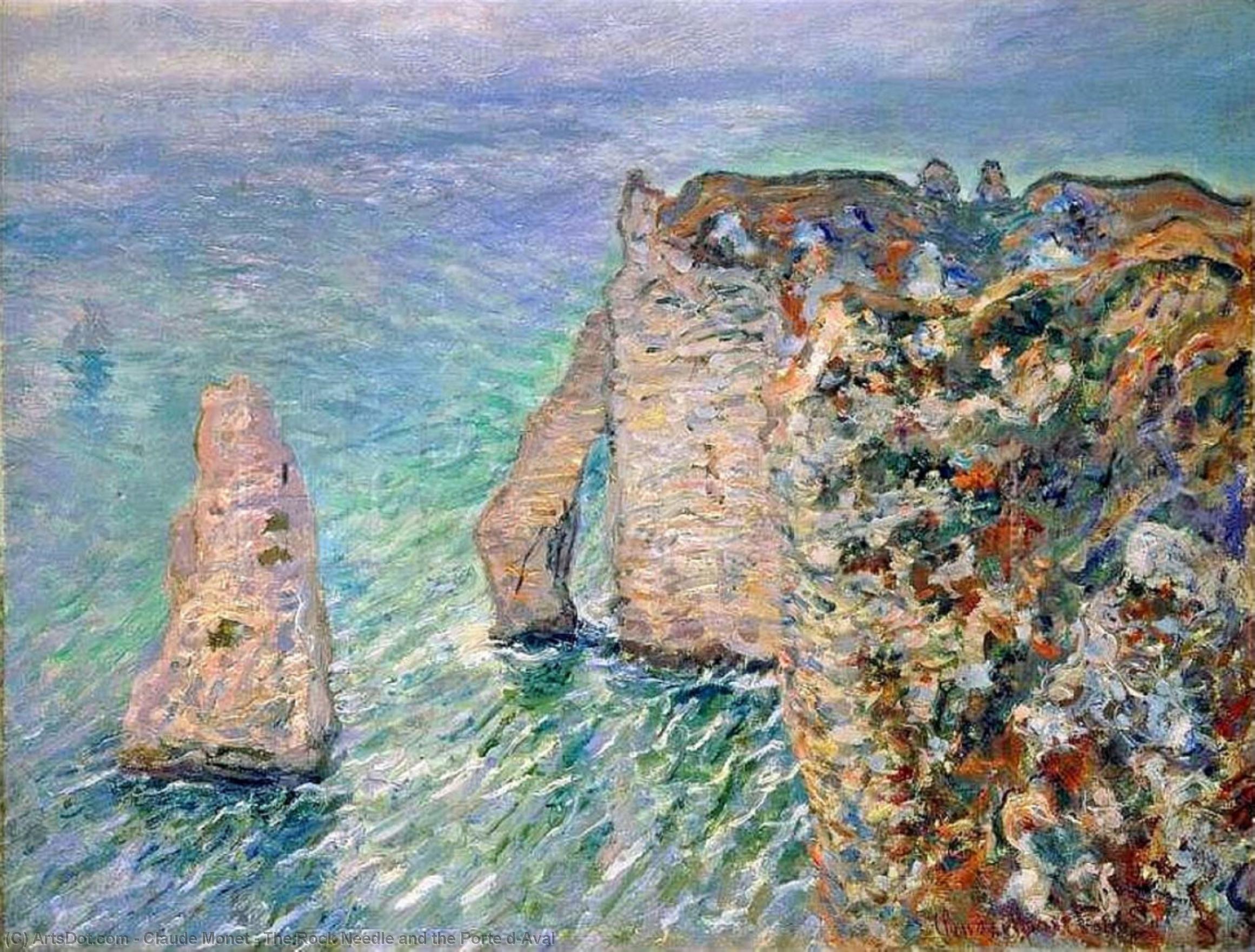 Wikioo.org - The Encyclopedia of Fine Arts - Painting, Artwork by Claude Monet - The Rock Needle and the Porte d'Aval