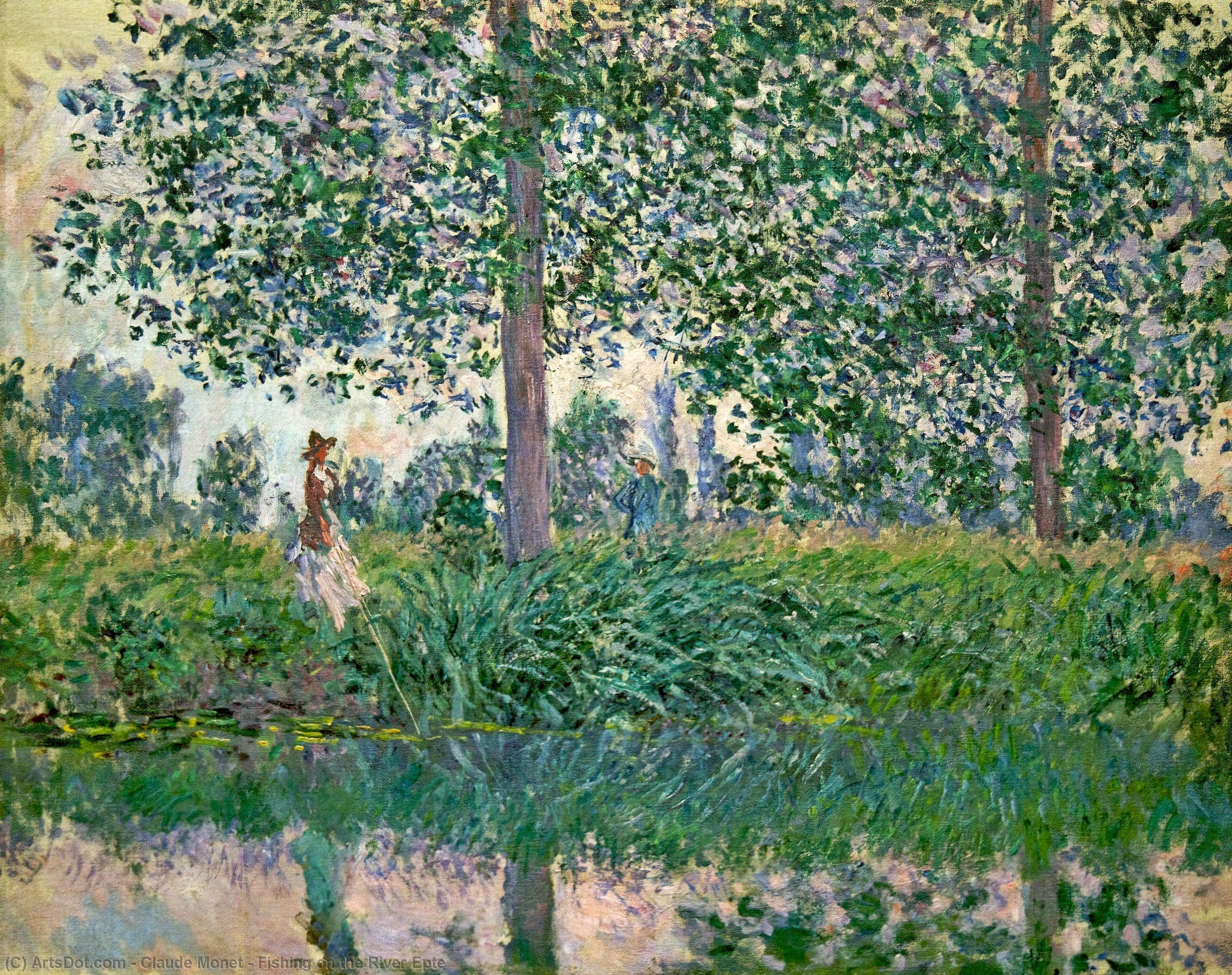 Wikioo.org - The Encyclopedia of Fine Arts - Painting, Artwork by Claude Monet - Fishing on the River Epte