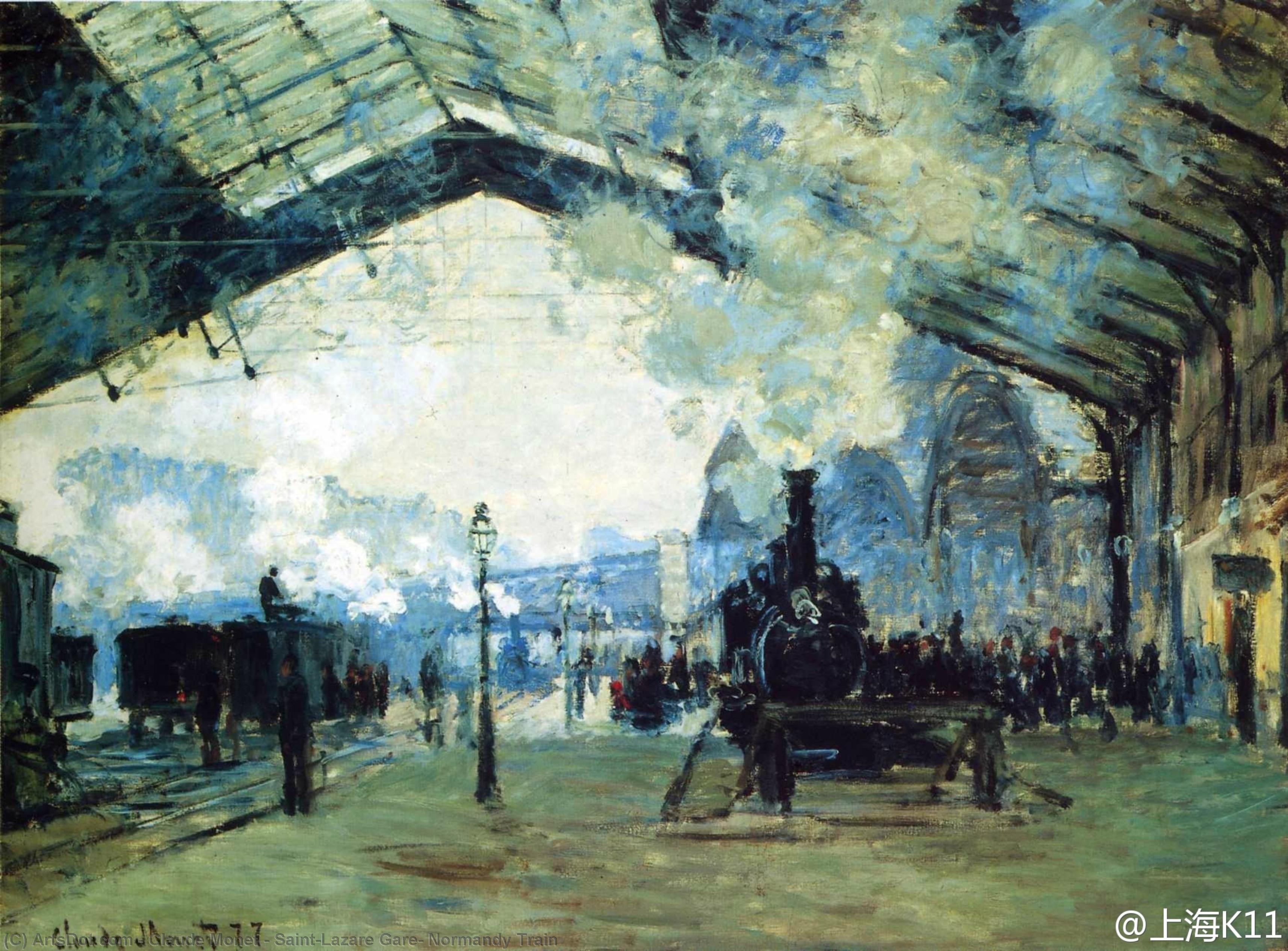 Wikioo.org – L'Enciclopedia delle Belle Arti - Pittura, Opere di Claude Monet - Saint-Lazare Gare , normandia treno