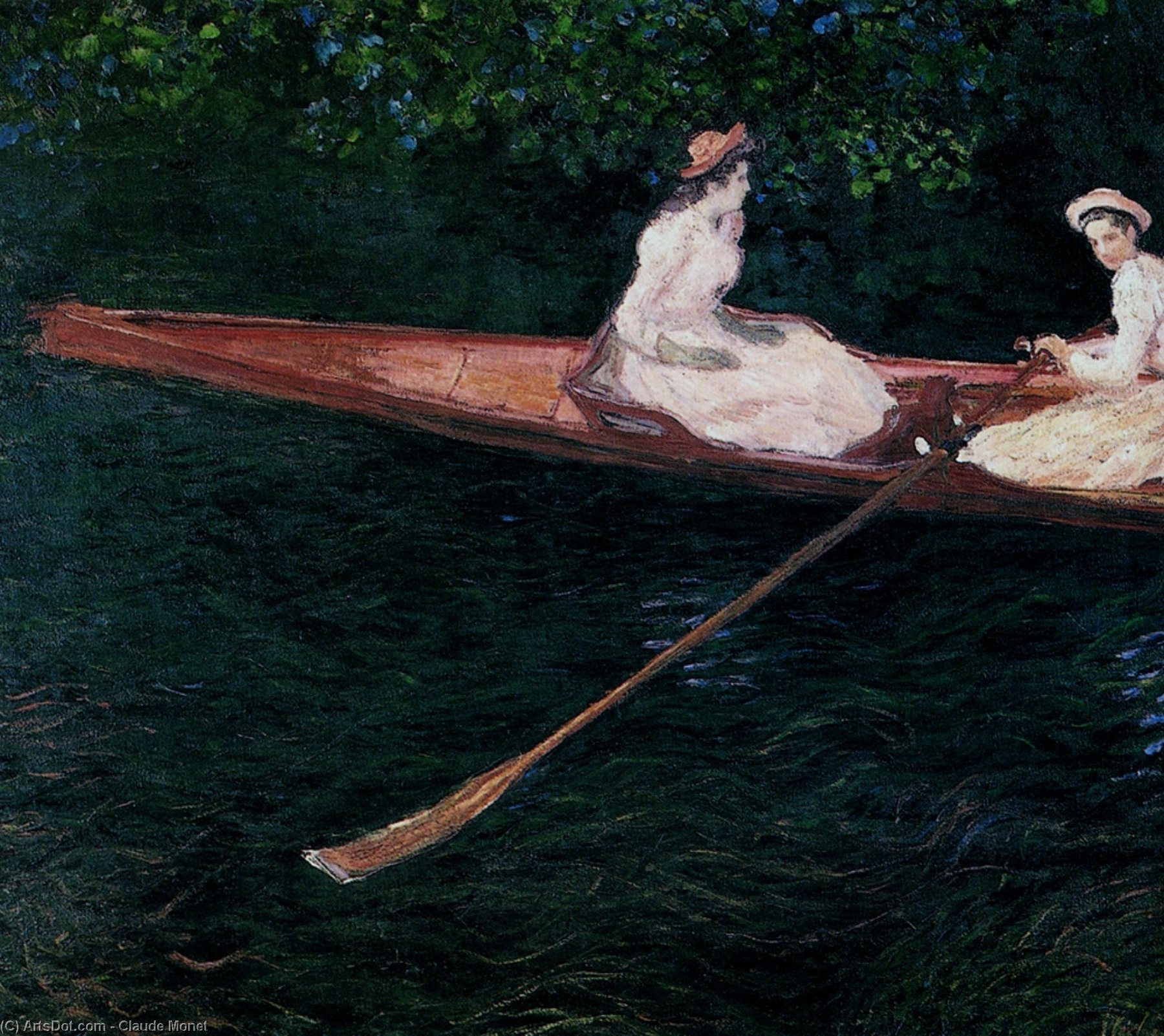 Wikioo.org - The Encyclopedia of Fine Arts - Painting, Artwork by Claude Monet - The Pink Skiff, Boating on the Ept