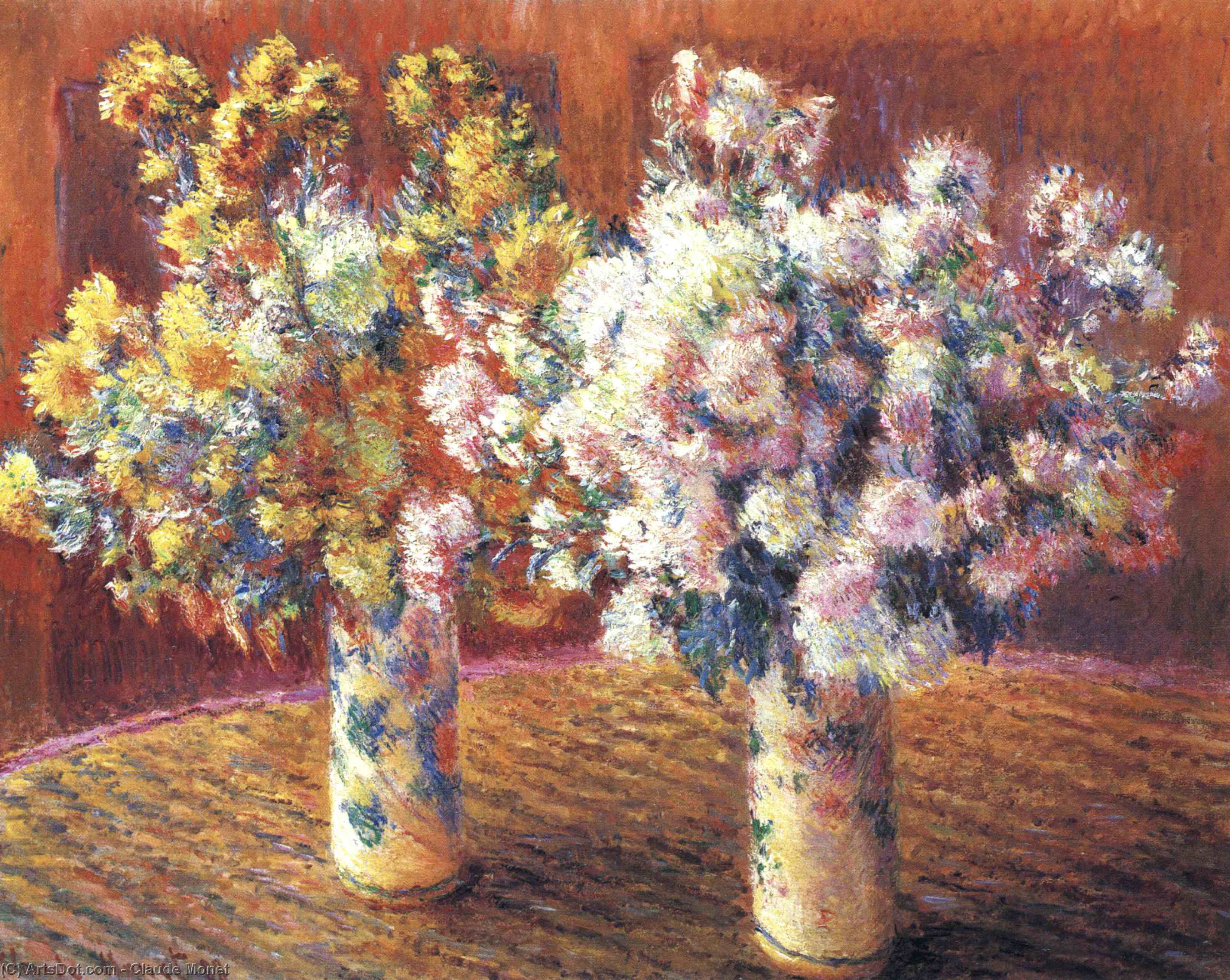 WikiOO.org – 美術百科全書 - 繪畫，作品 Claude Monet - 两个花瓶与Chrysanthems