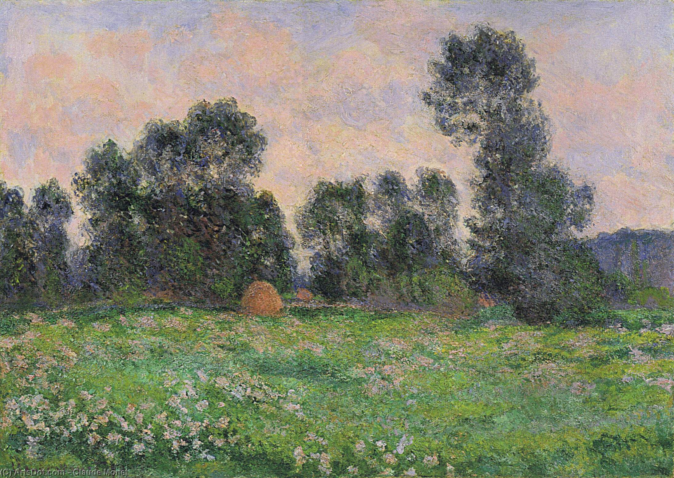 Wikoo.org - موسوعة الفنون الجميلة - اللوحة، العمل الفني Claude Monet - Meadow in Giverny