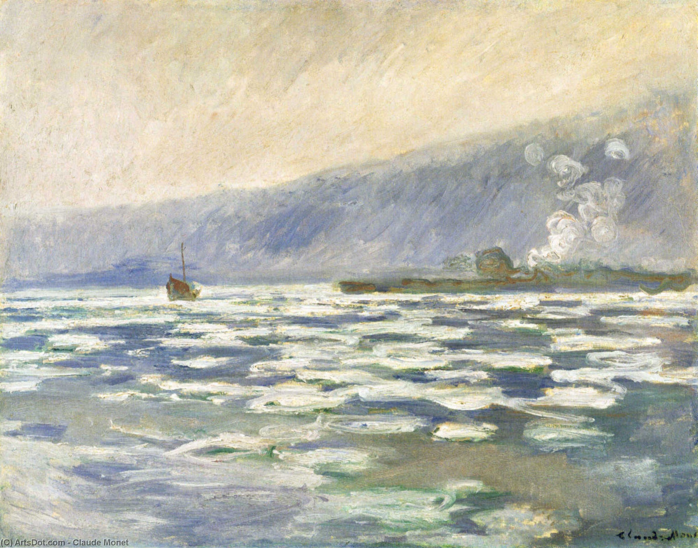 Wikioo.org - สารานุกรมวิจิตรศิลป์ - จิตรกรรม Claude Monet - Ice, Lock Port Villez