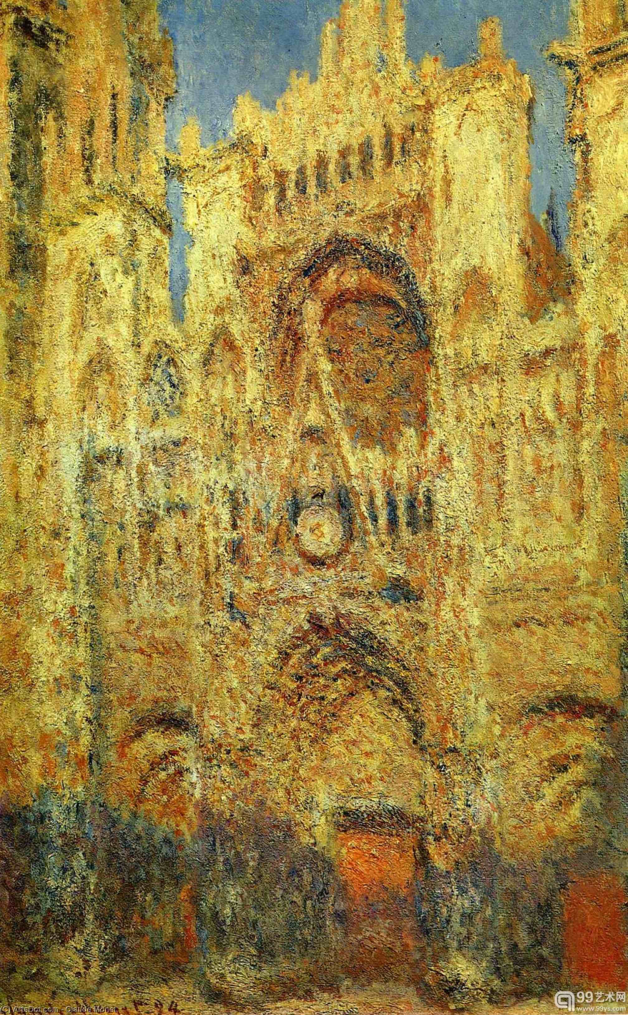 Wikioo.org - The Encyclopedia of Fine Arts - Painting, Artwork by Claude Monet - Rouen Cathedral at Sunset