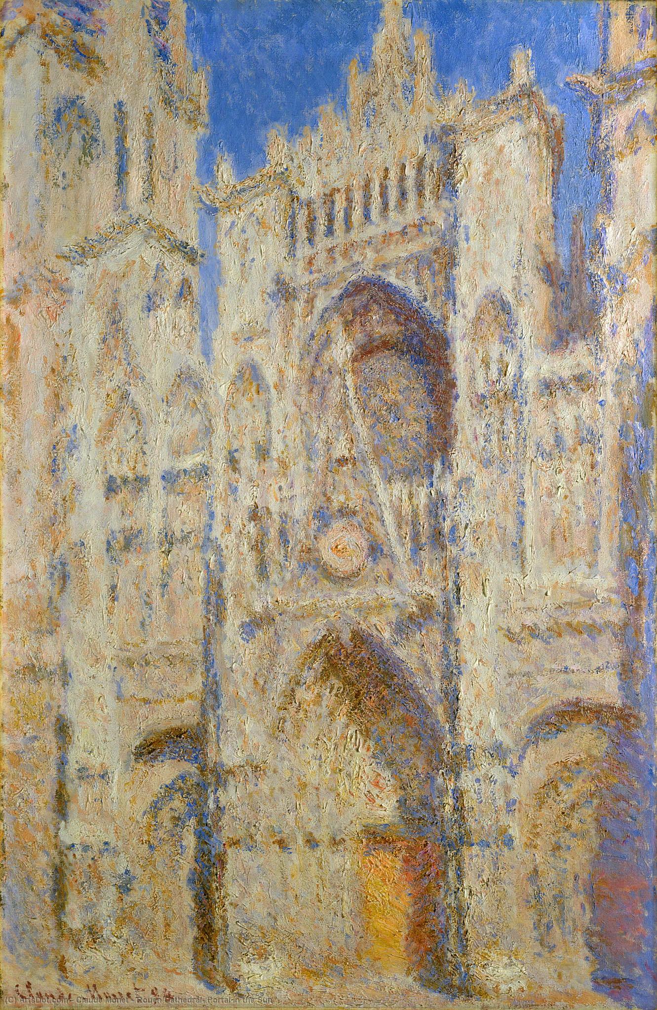 Wikioo.org - The Encyclopedia of Fine Arts - Painting, Artwork by Claude Monet - Rouen Cathedral, Portal in the Sun