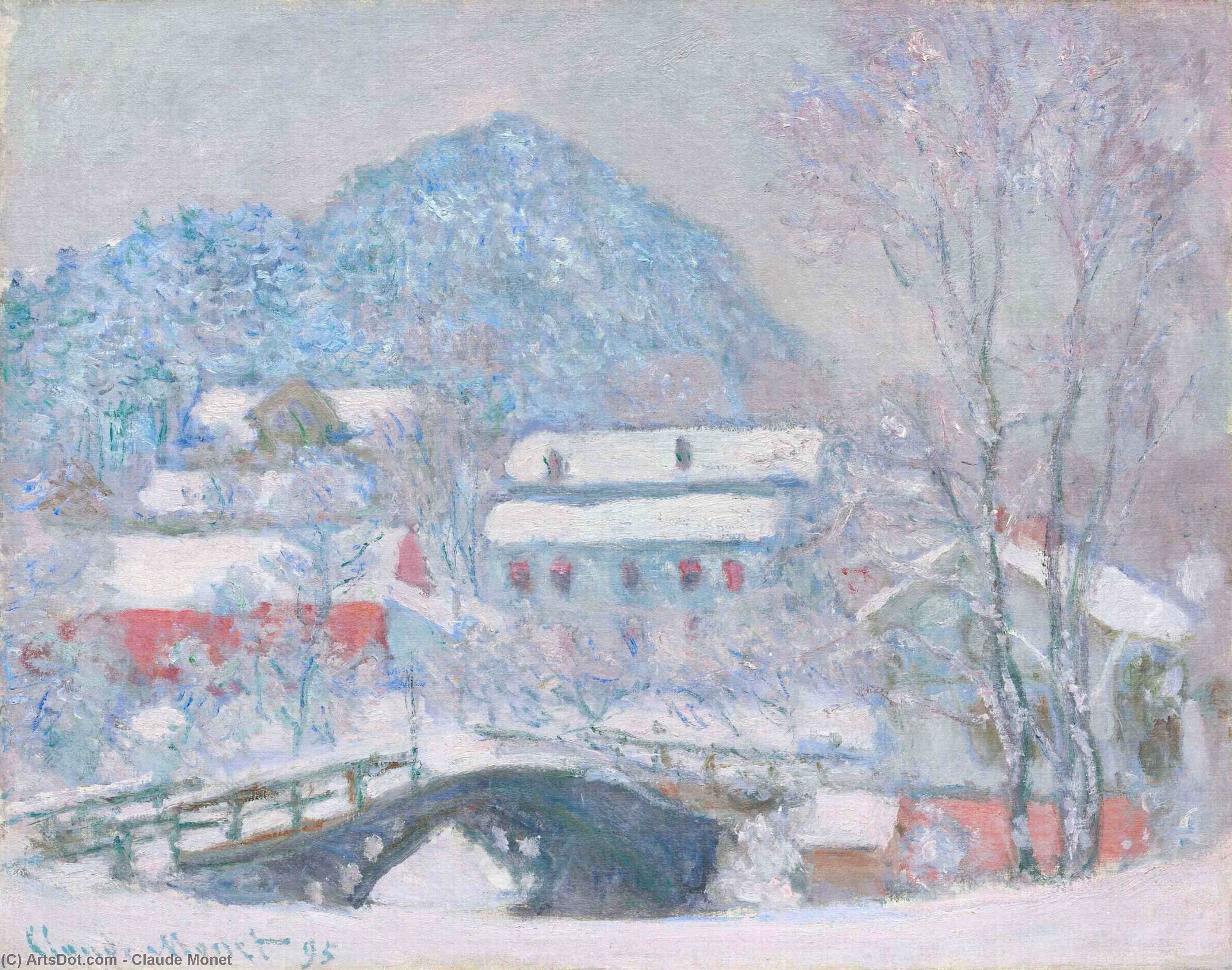 Wikioo.org – La Enciclopedia de las Bellas Artes - Pintura, Obras de arte de Claude Monet - Noruega , Sandviken pueblo en el nieve