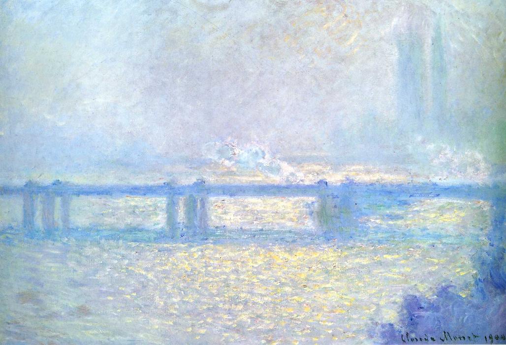 Wikioo.org - The Encyclopedia of Fine Arts - Painting, Artwork by Claude Monet - Charing Cross Bridge, Overcast Weather