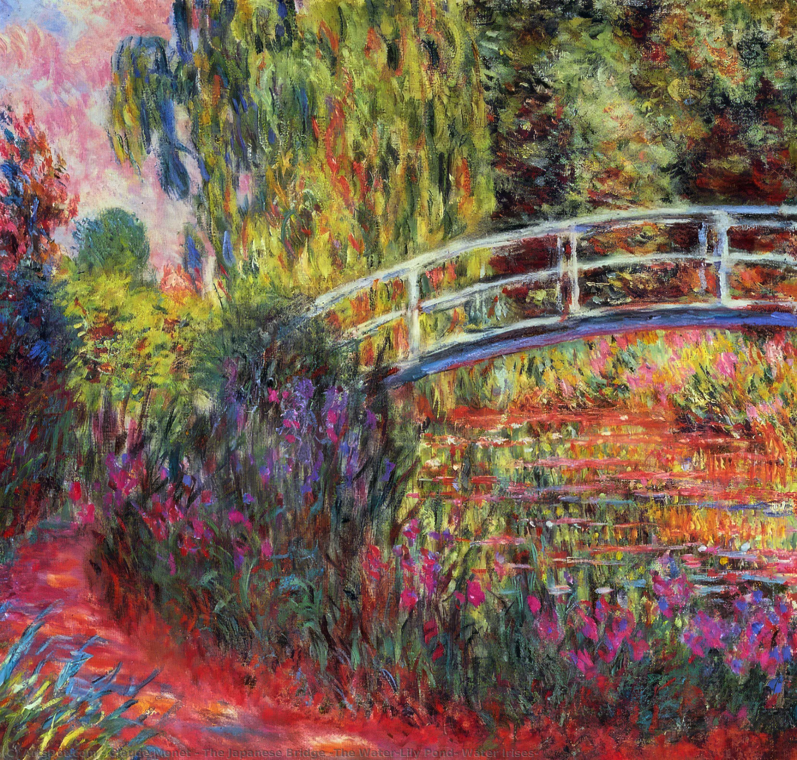 WikiOO.org - Εγκυκλοπαίδεια Καλών Τεχνών - Ζωγραφική, έργα τέχνης Claude Monet - The Japanese Bridge (The Water-Lily Pond, Water Irises)