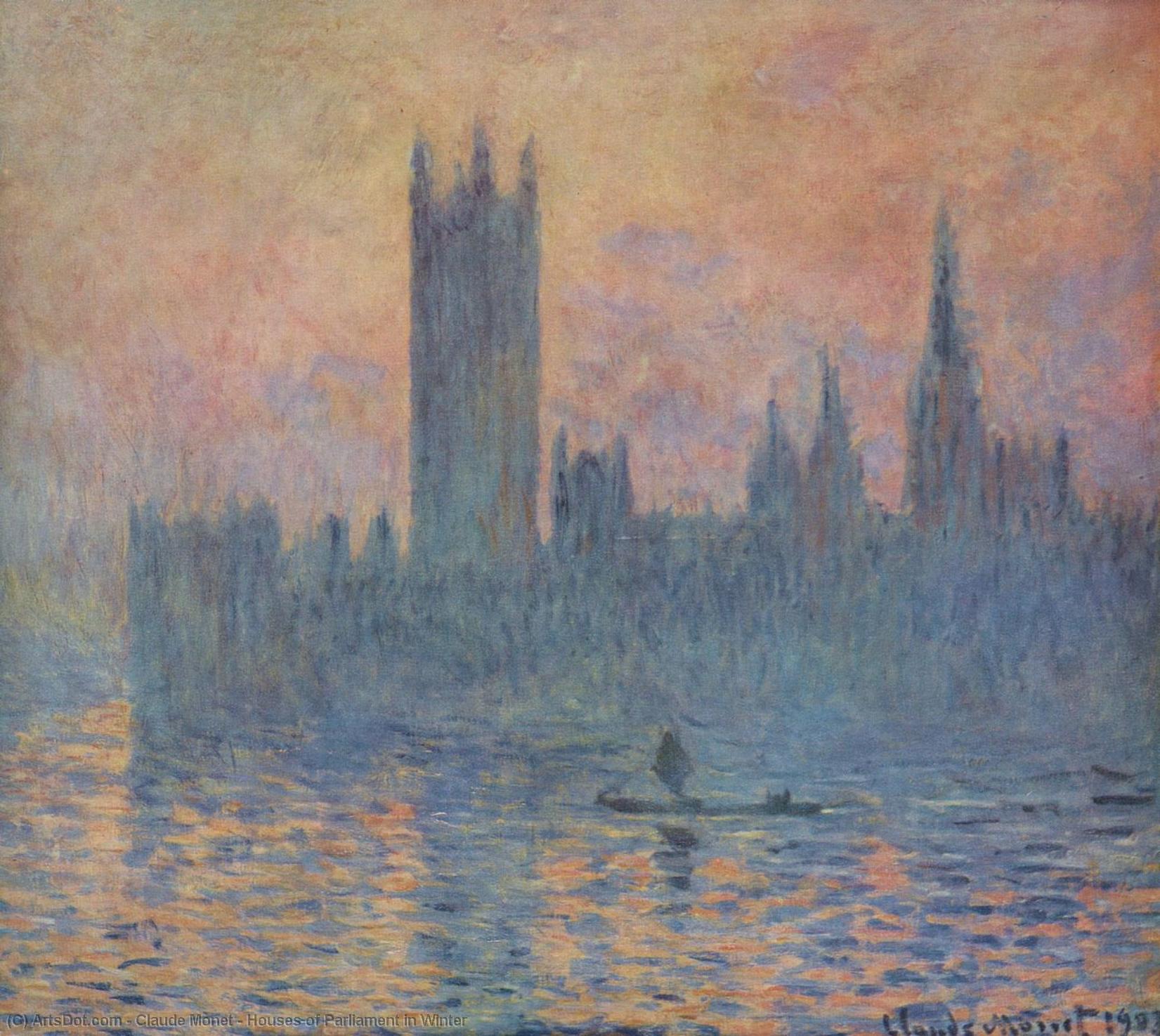 Wikioo.org - The Encyclopedia of Fine Arts - Painting, Artwork by Claude Monet - Houses of Parliament in Winter