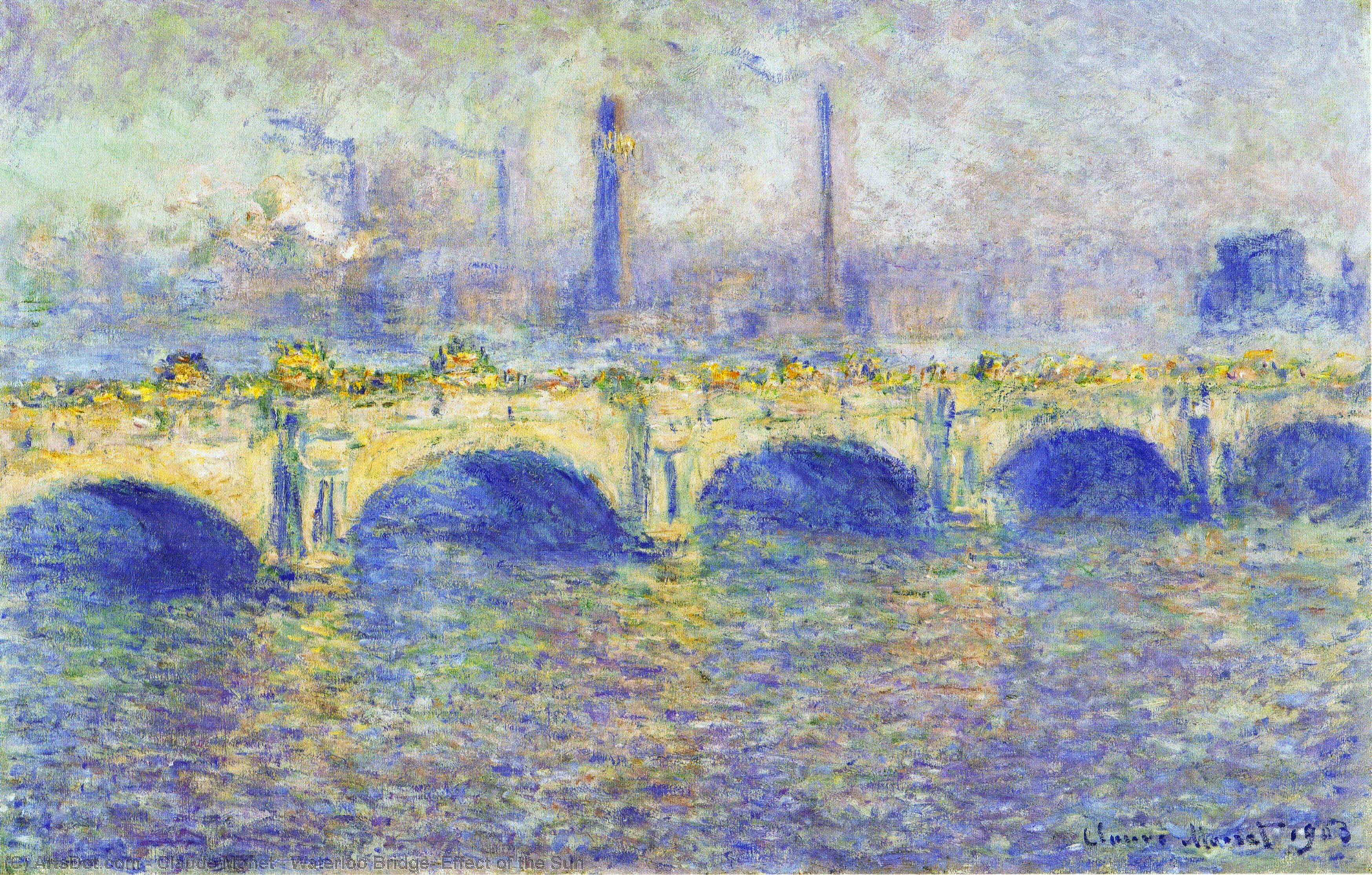 Wikioo.org - The Encyclopedia of Fine Arts - Painting, Artwork by Claude Monet - Waterloo Bridge, Effect of the Sun