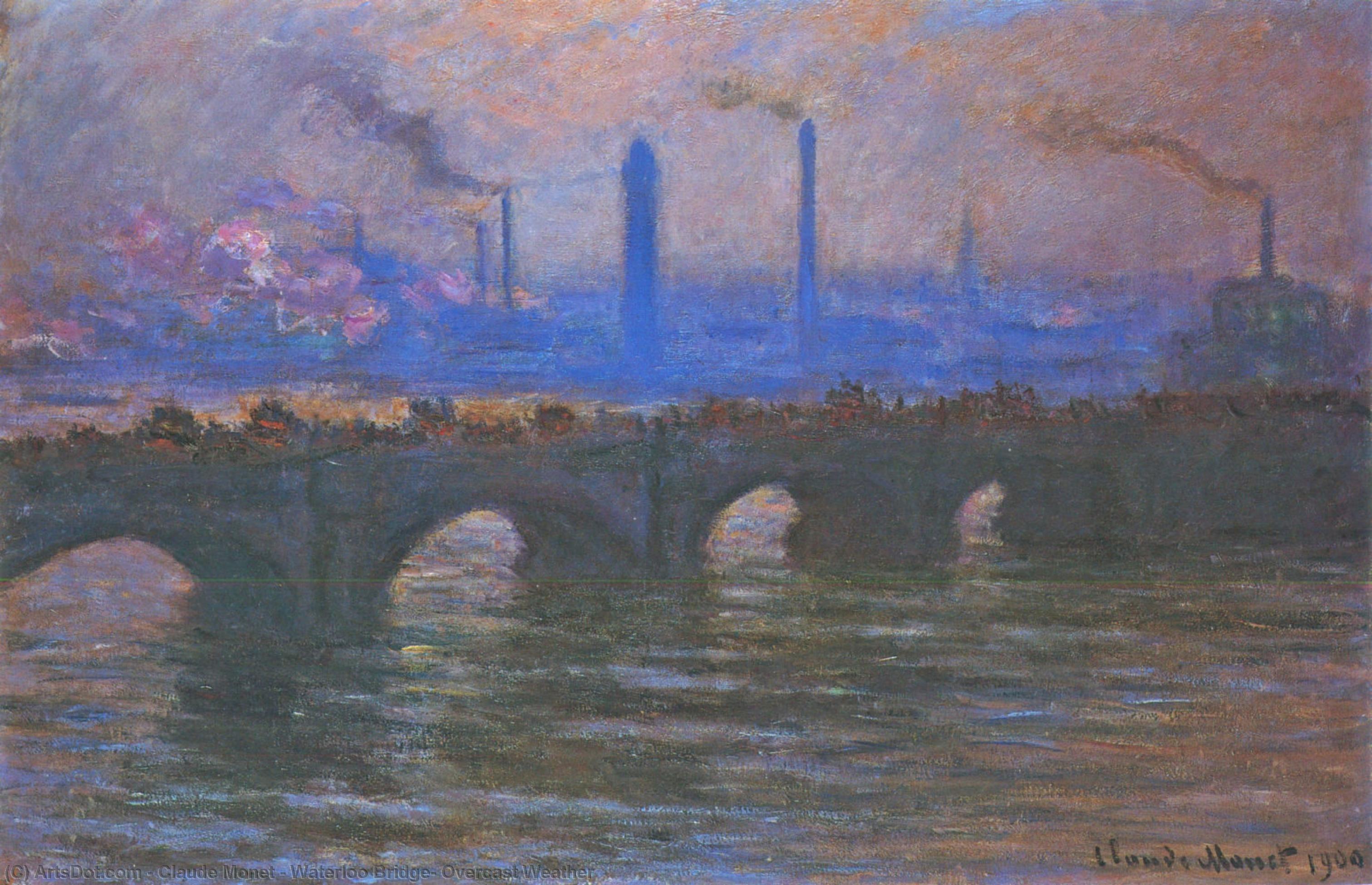 Wikioo.org - The Encyclopedia of Fine Arts - Painting, Artwork by Claude Monet - Waterloo Bridge, Overcast Weather