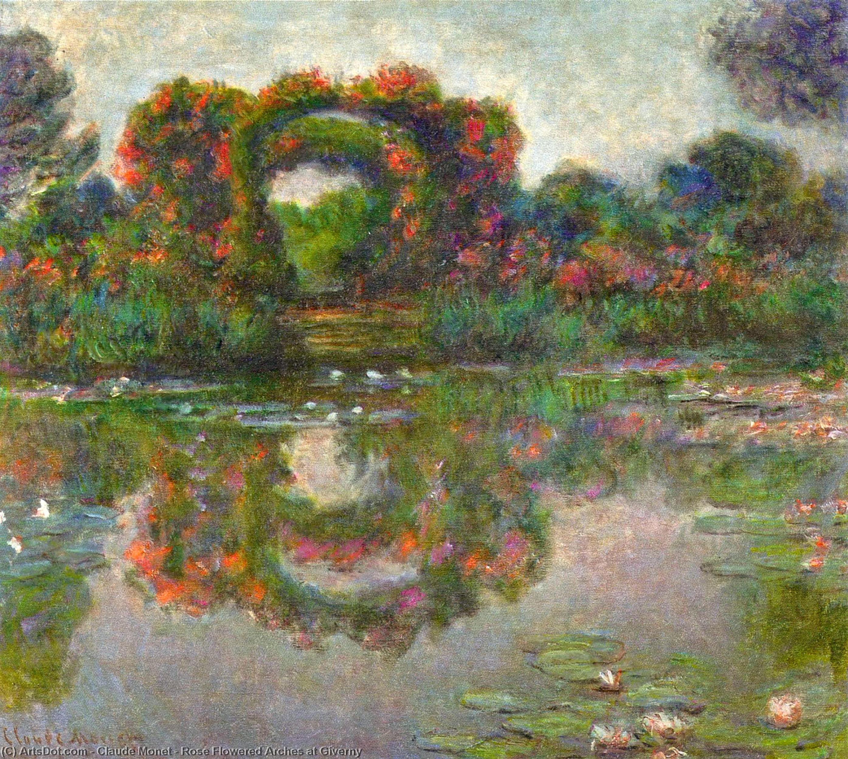 Wikioo.org - Bách khoa toàn thư về mỹ thuật - Vẽ tranh, Tác phẩm nghệ thuật Claude Monet - Rose Flowered Arches at Giverny
