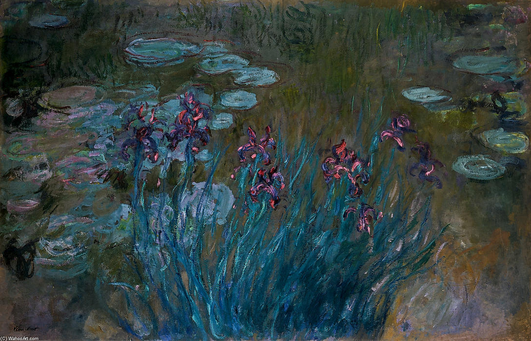 Wikioo.org - The Encyclopedia of Fine Arts - Painting, Artwork by Claude Monet - Irises and Water-Lilies
